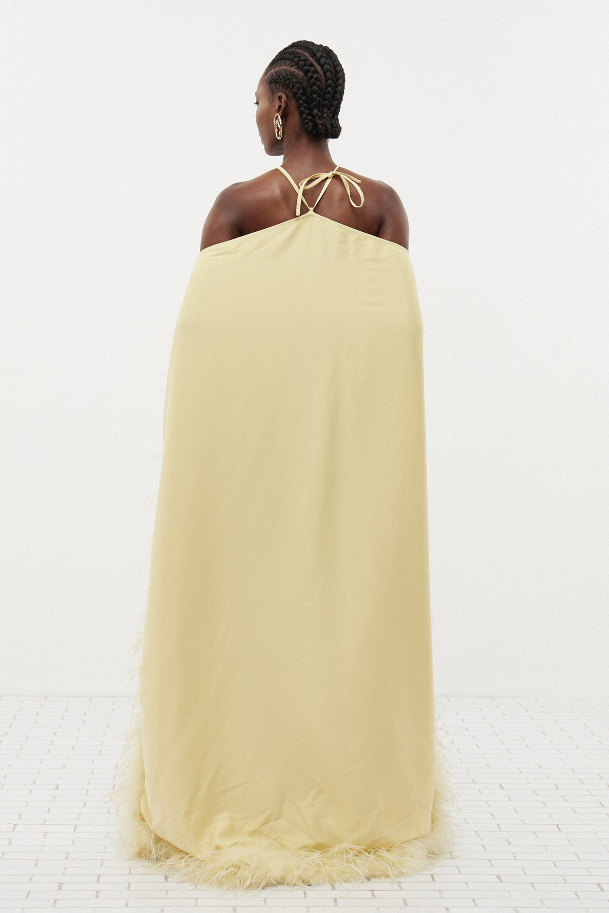 Dhruva Halter Neck Feather Maxi Dress