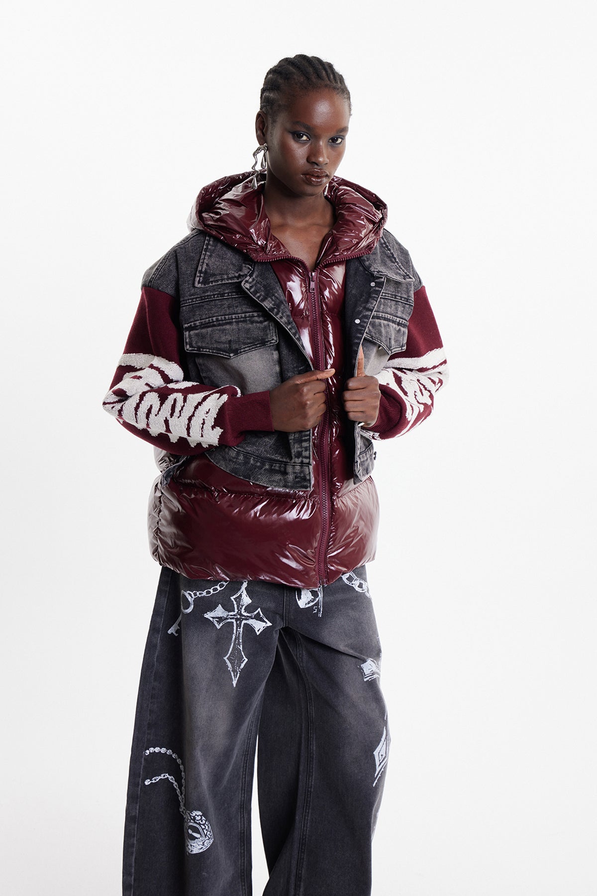 Diadumenianus Deconstruct Denim Embroidered Jacket