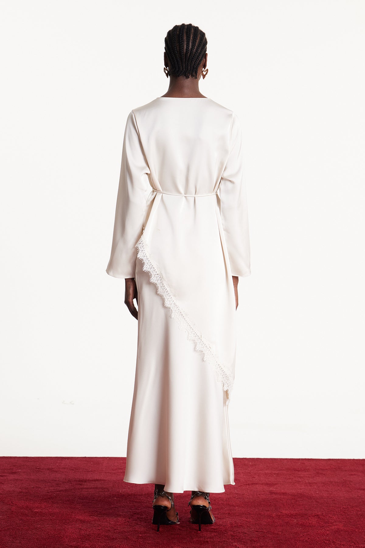 Diamanda Asymmetric Lace Top In White