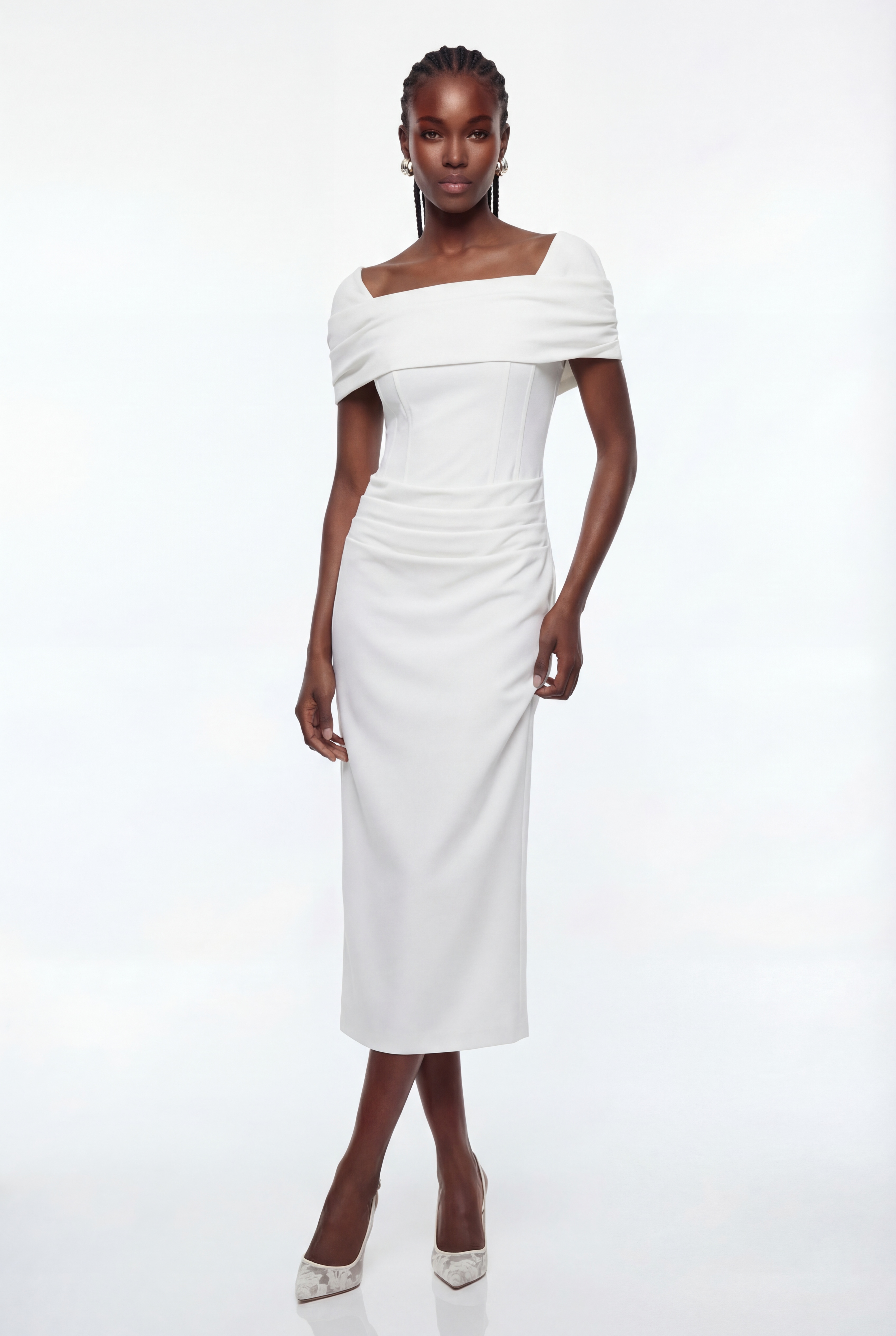 Diamantis Off Shoulder Ruch Maxi Dress