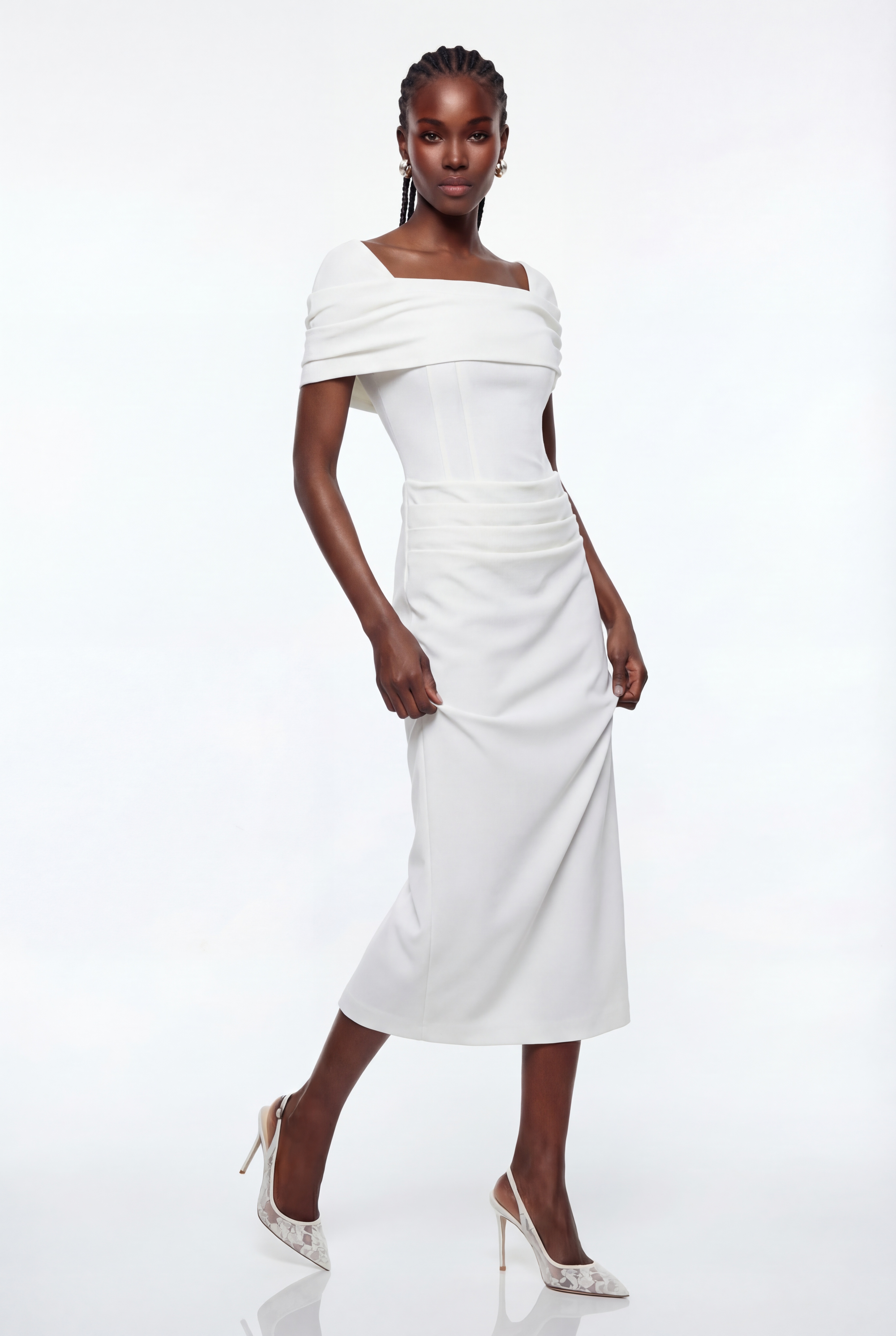 Diamantis Off Shoulder Ruch Maxi Dress