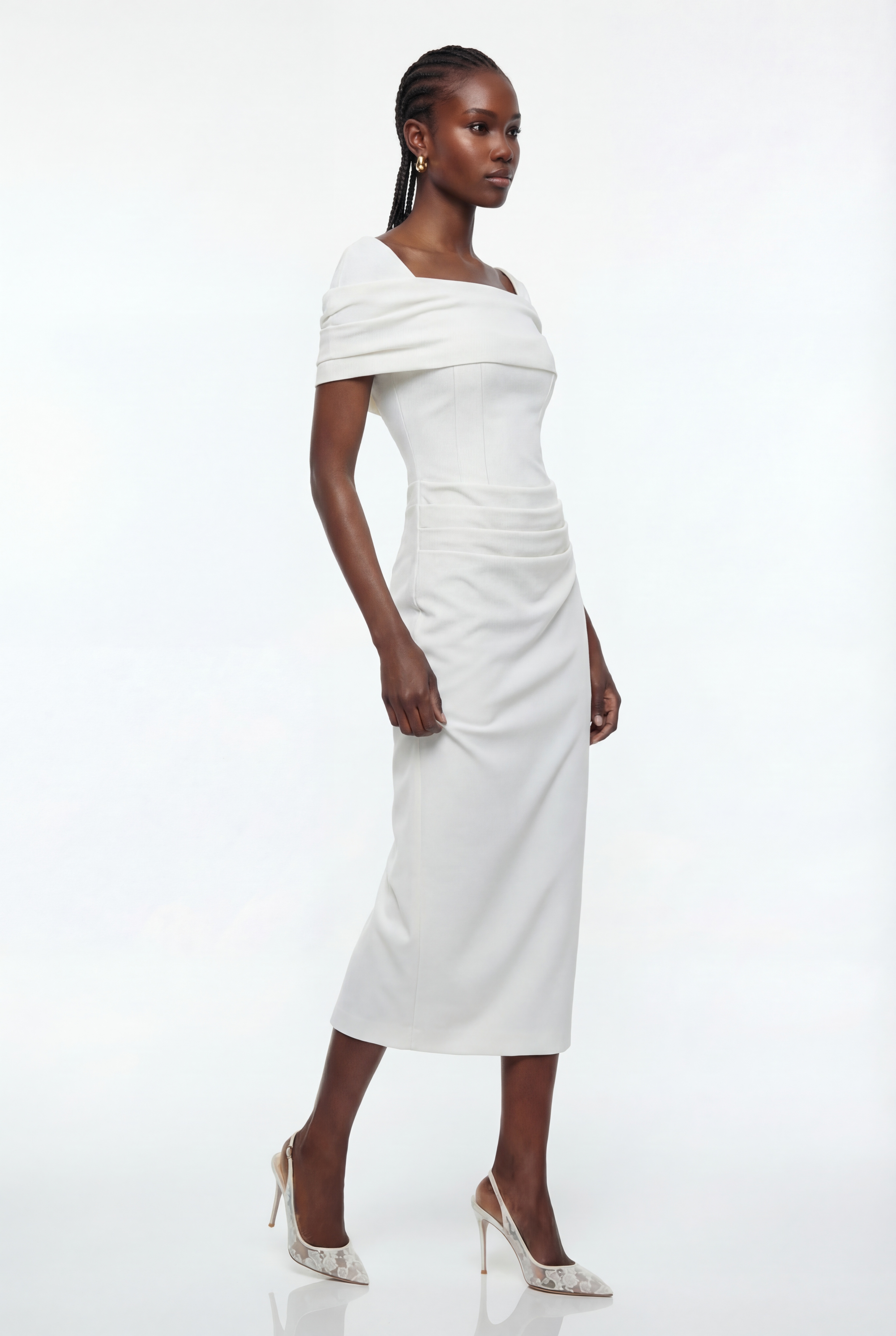 Diamantis Off Shoulder Ruch Maxi Dress