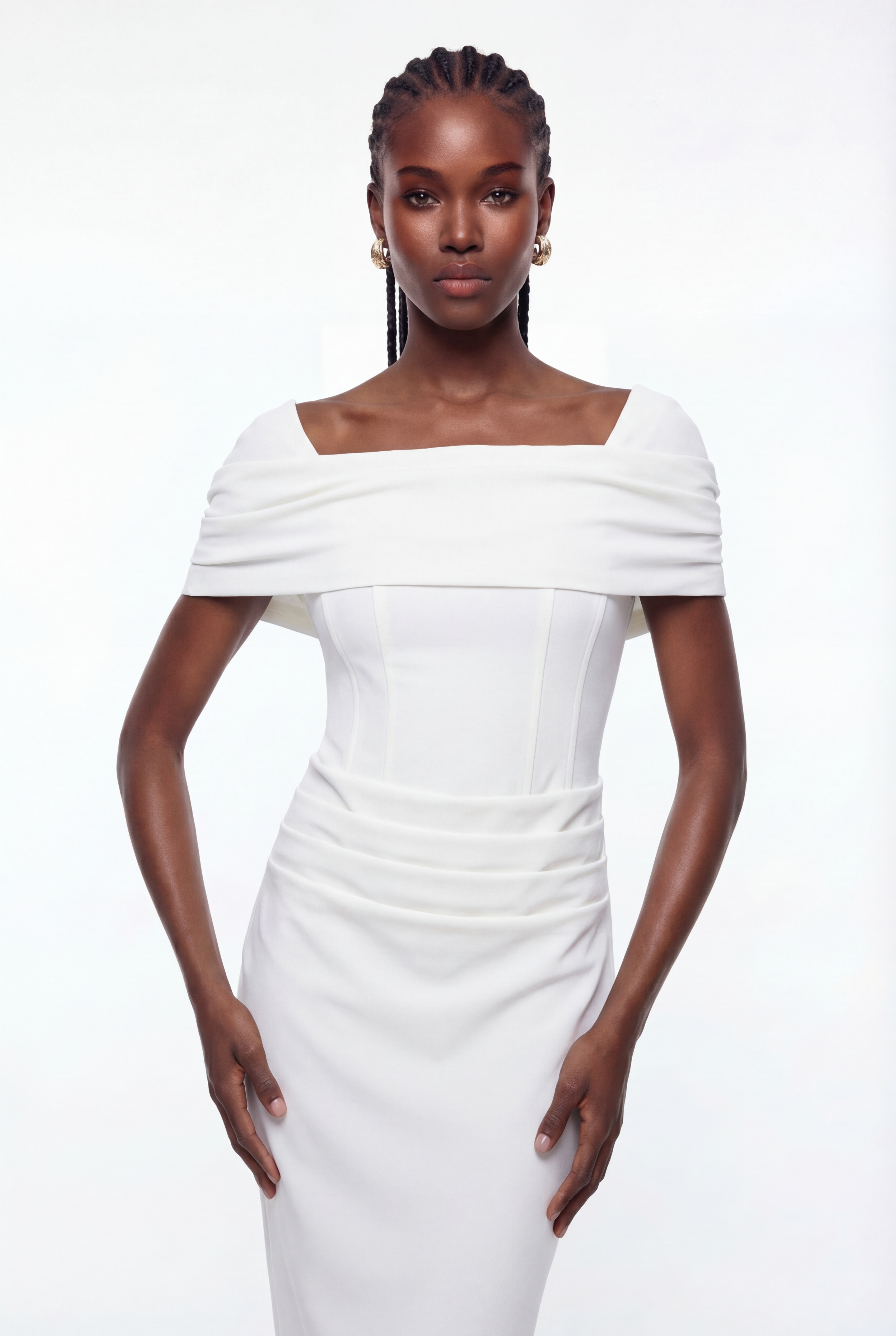 Diamantis Off Shoulder Ruch Maxi Dress