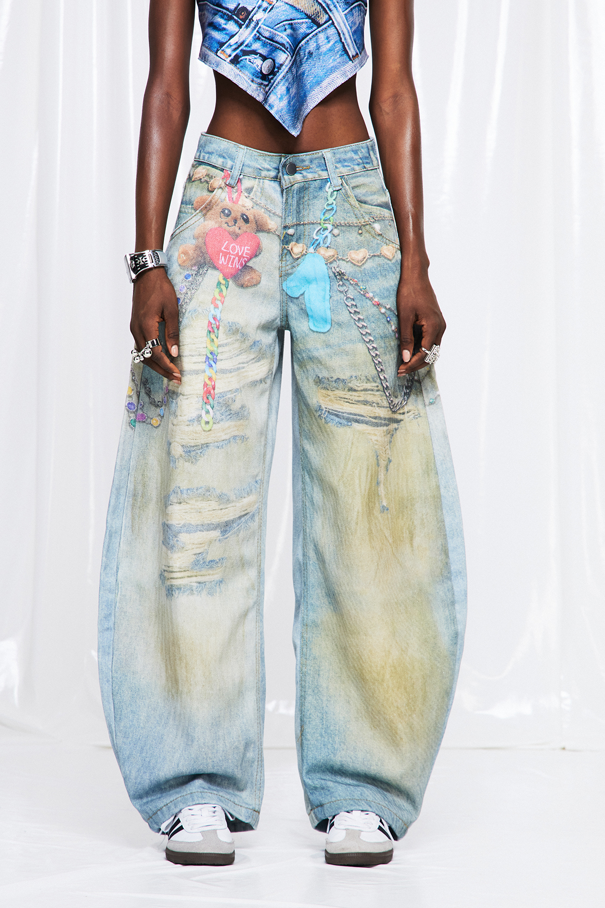 Diann Print Barrel Jeans