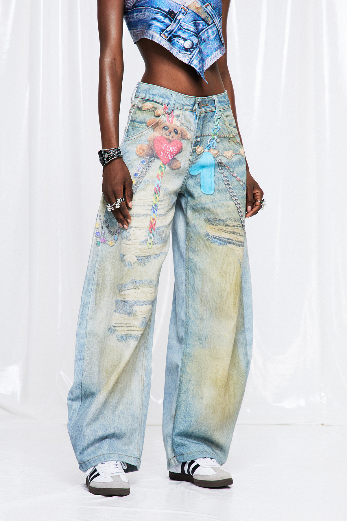 Diann Print Barrel Jeans