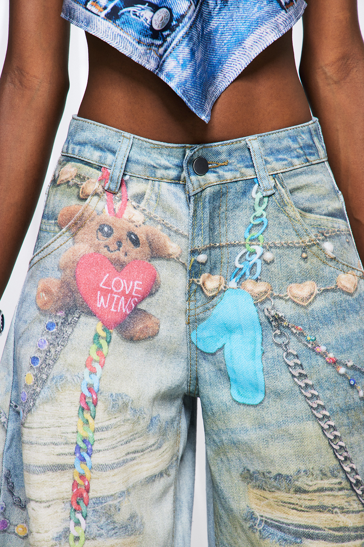 Diann Print Barrel Jeans