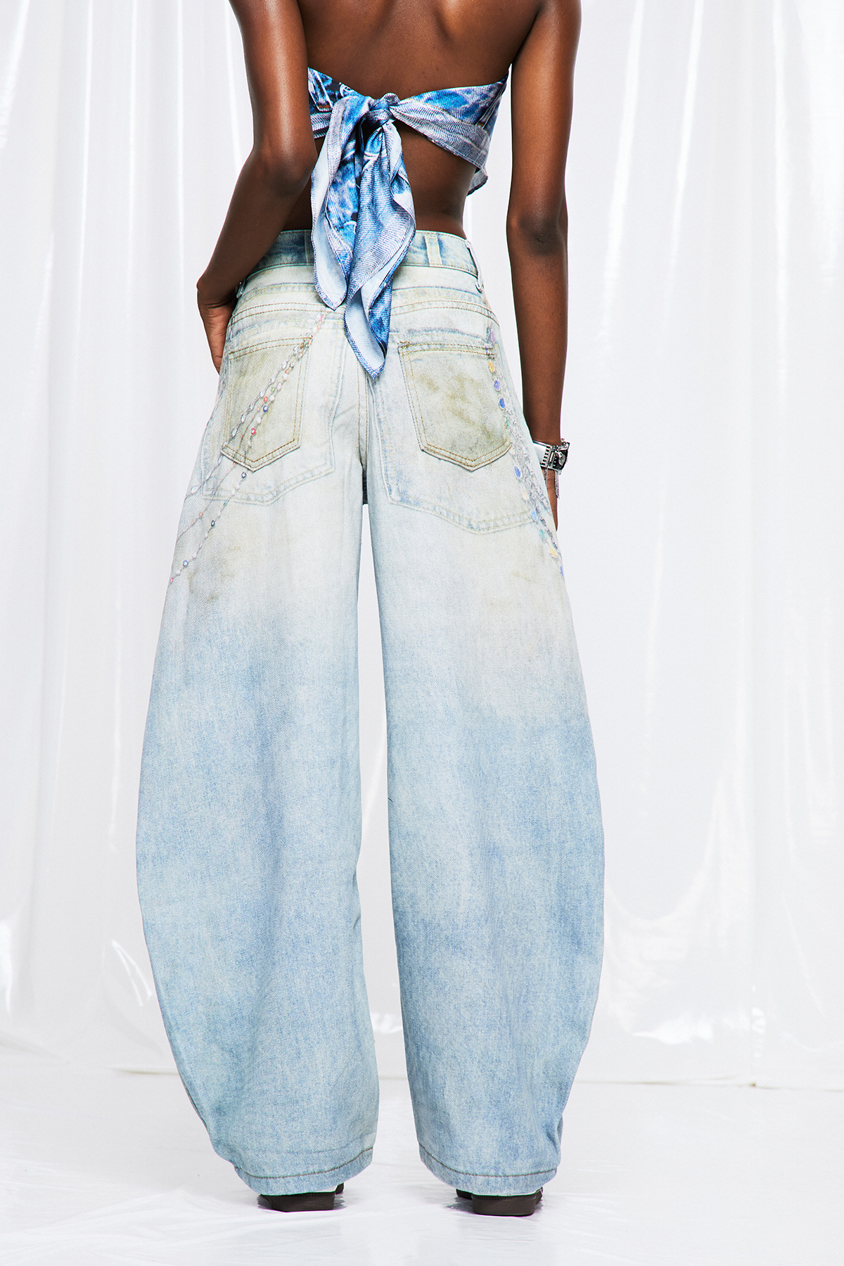 Diann Print Barrel Jeans