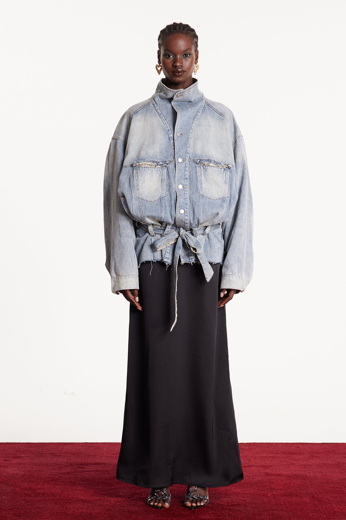 Dianna Tie Up Bleached Denim Jacket