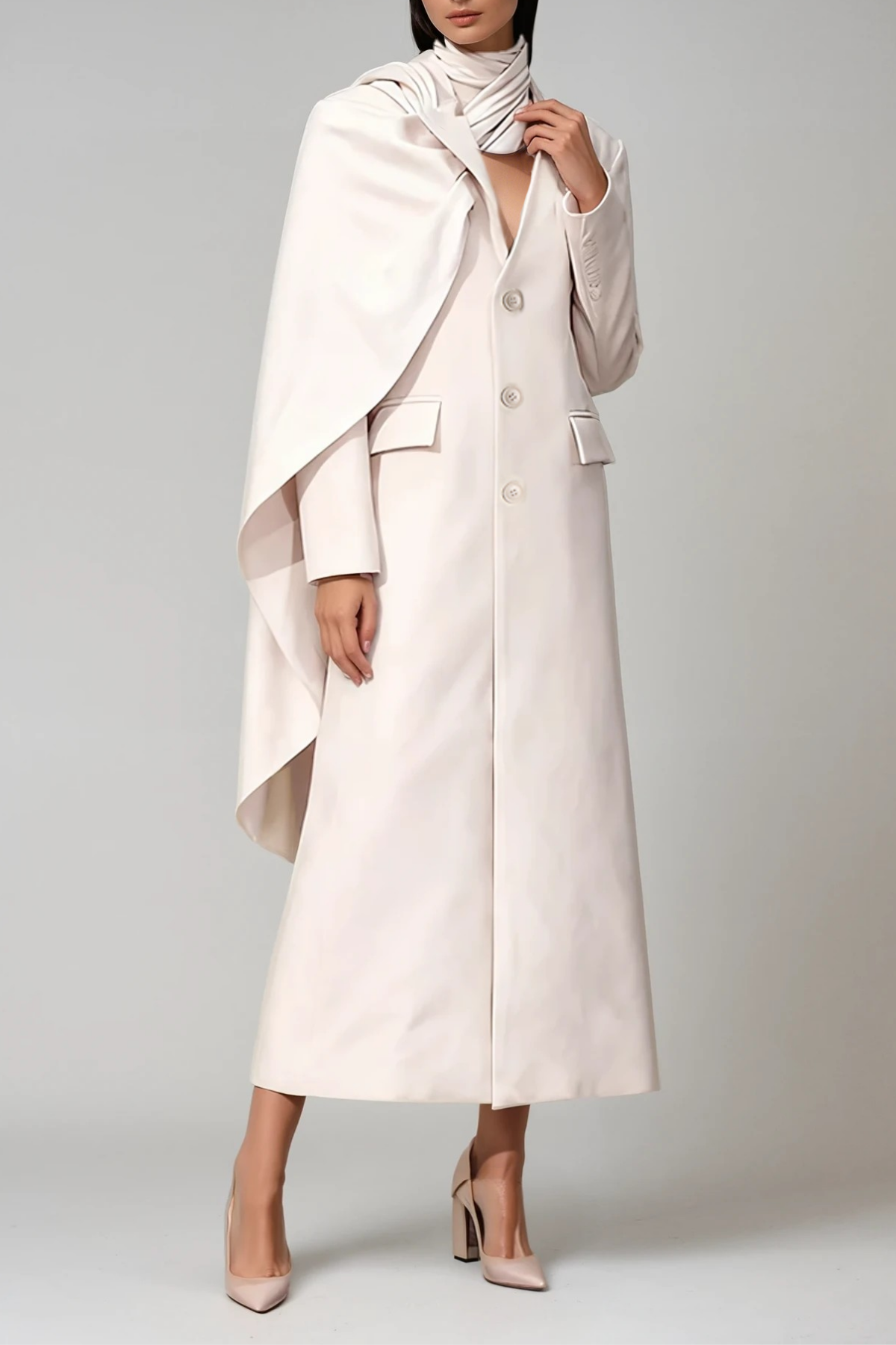 Dietlind Asymmetric Shawl Coat