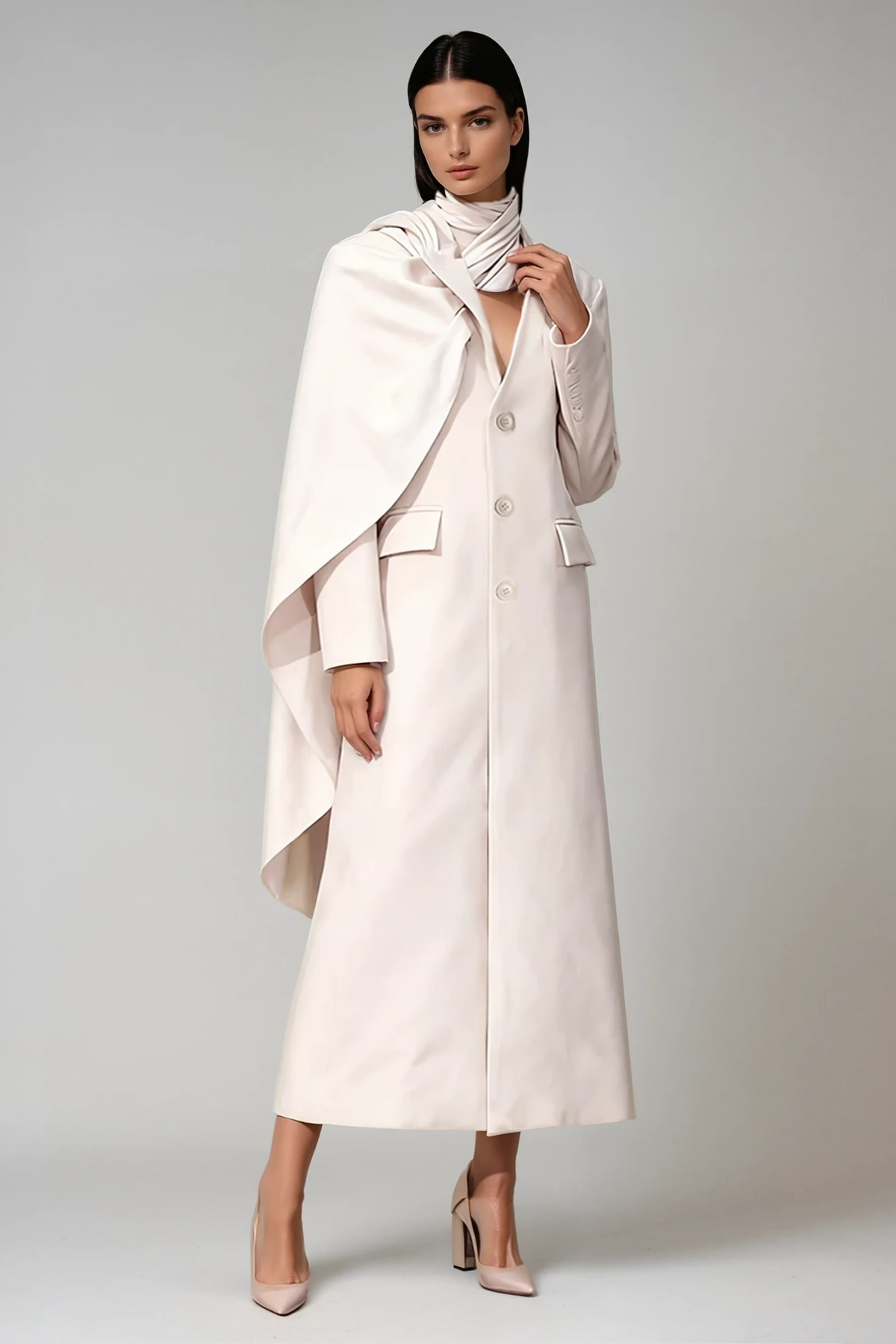 Dietlind Asymmetric Shawl Coat