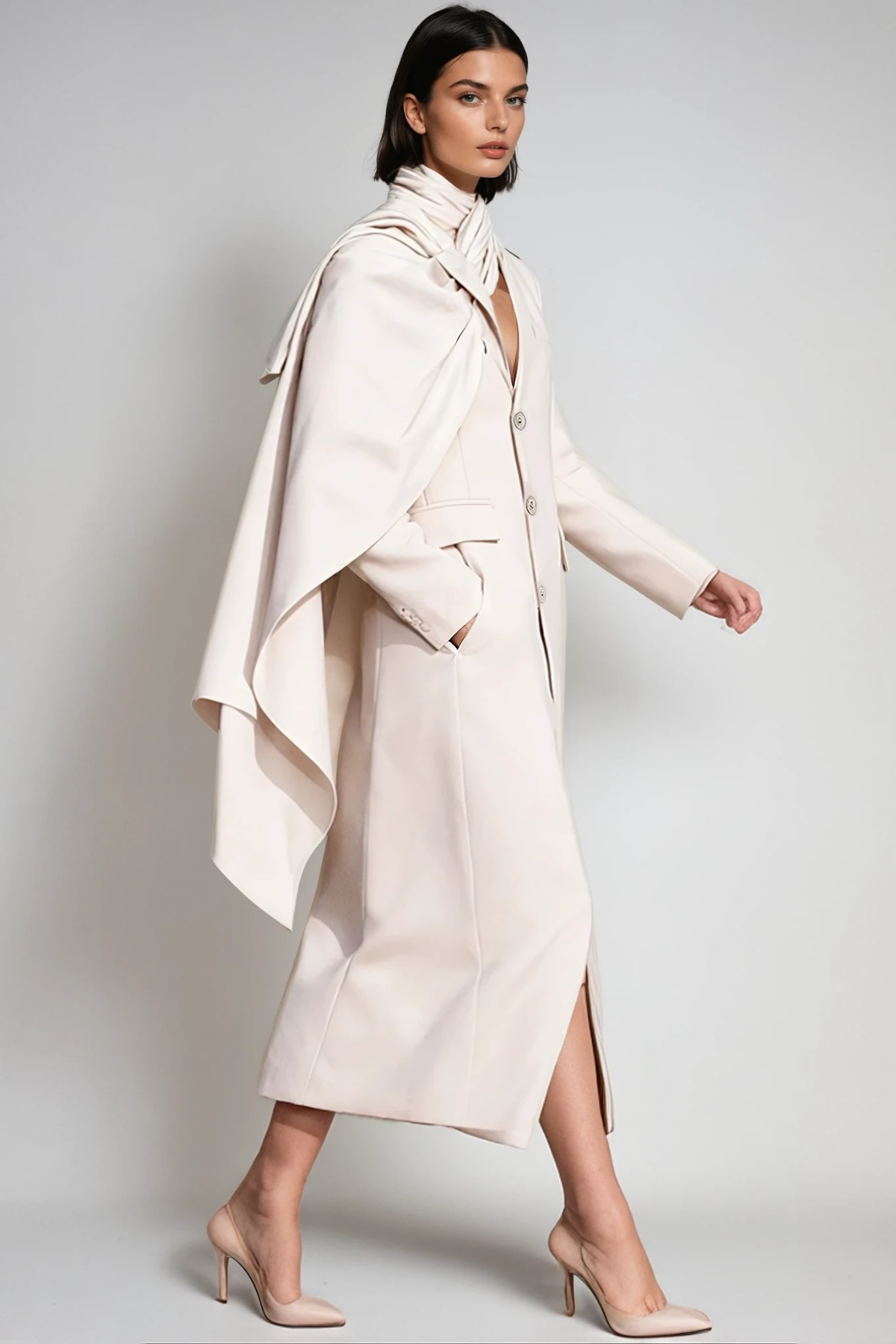 Dietlind Asymmetric Shawl Coat