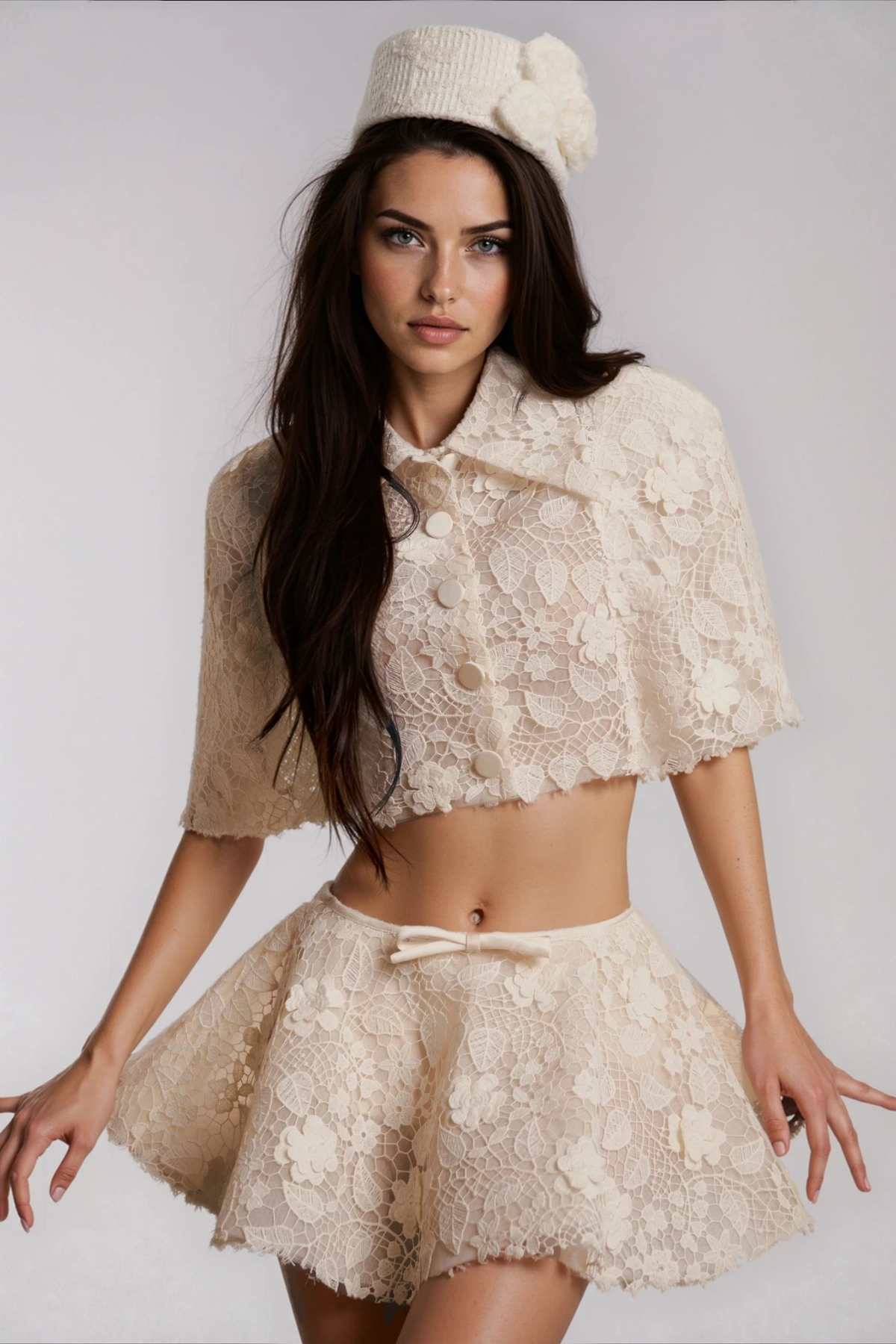 Dietlind Embroidered Shawl Skirt Set