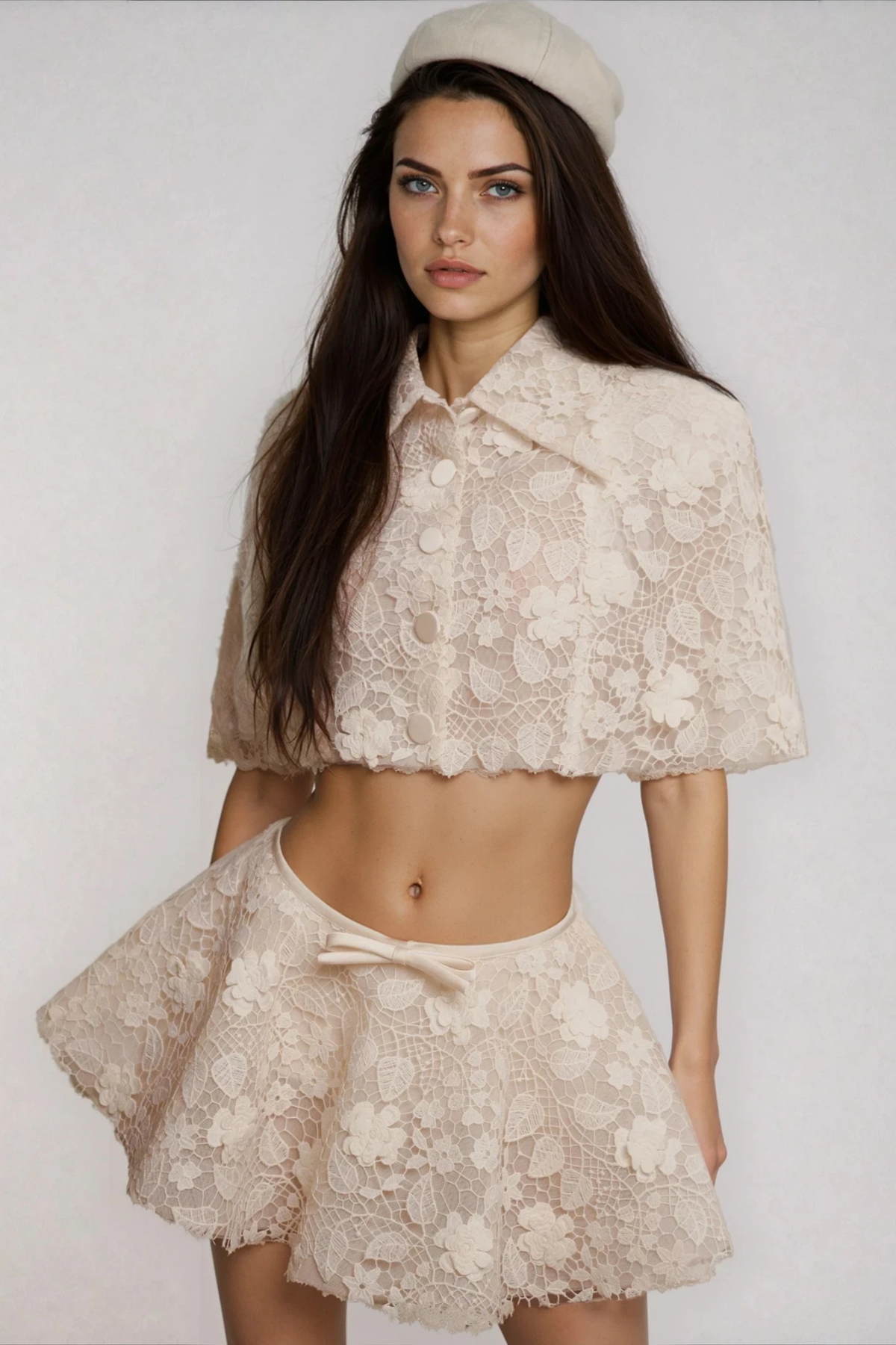 Dietlind Embroidered Shawl Skirt Set