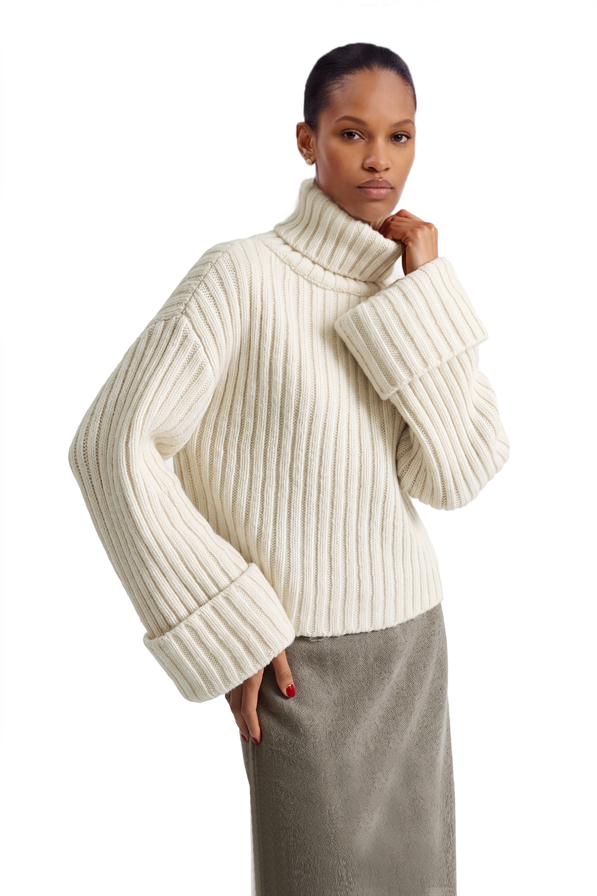 Dileep Turtleneck Knit Top In Apricot