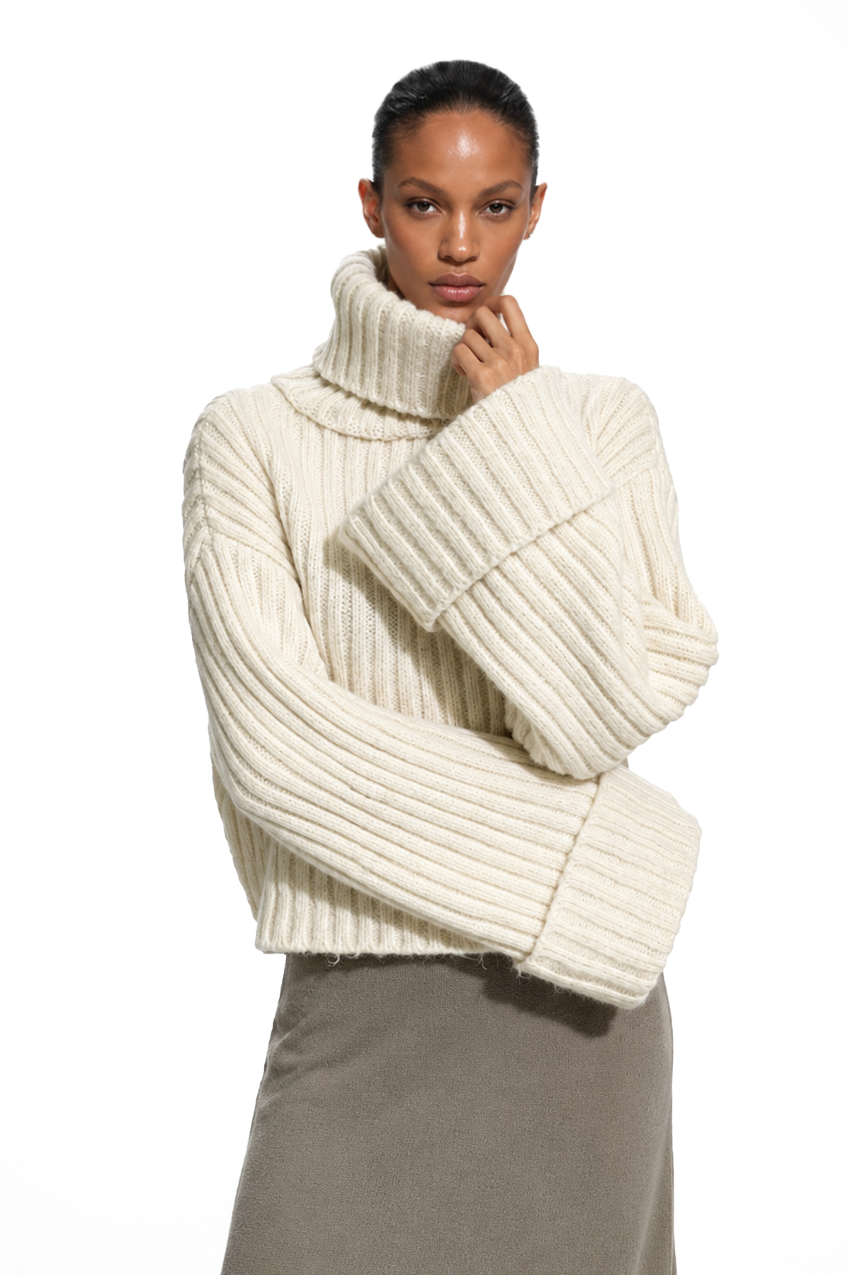 Dileep Turtleneck Knit Top In Apricot