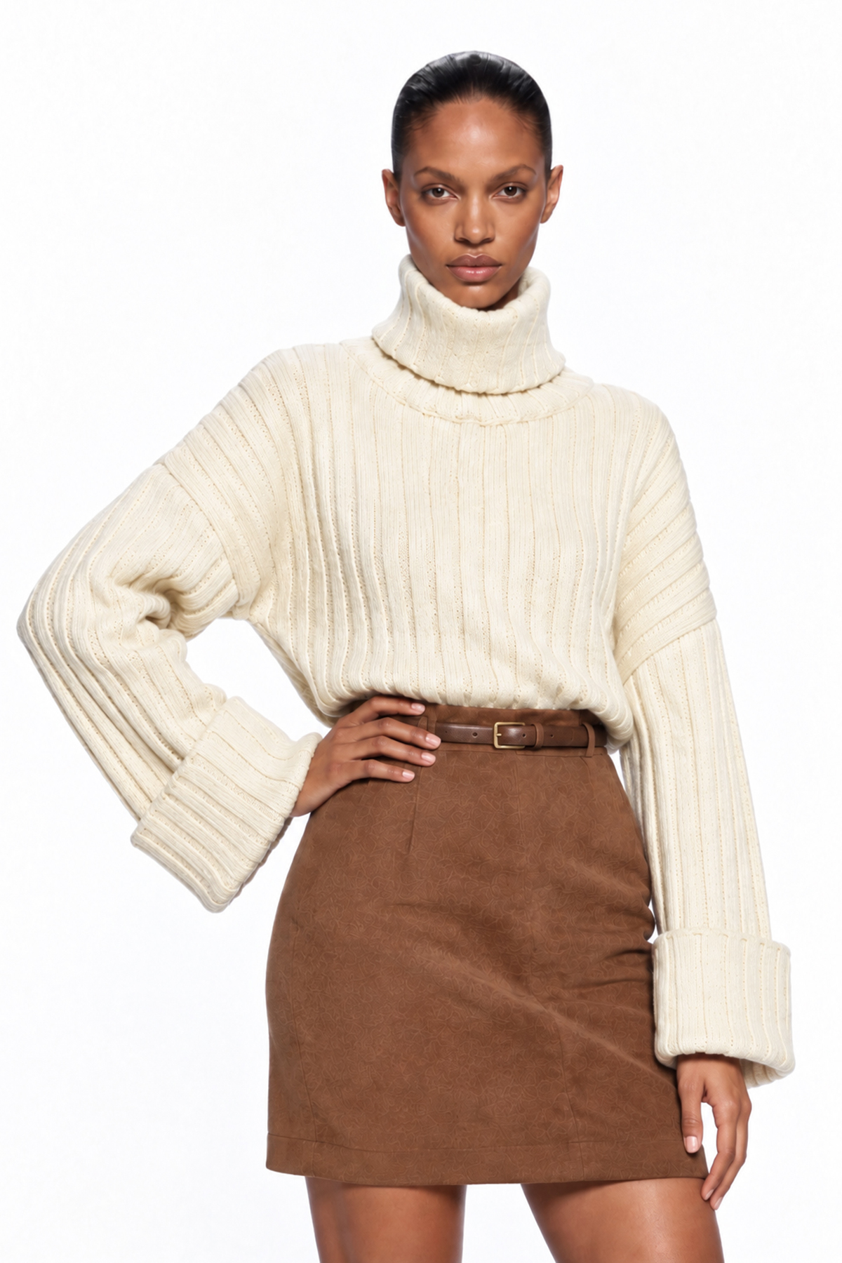 Dileep Turtleneck Knit Top In Apricot
