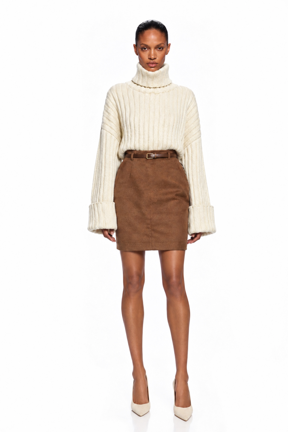 Dileep Turtleneck Knit Top In Apricot