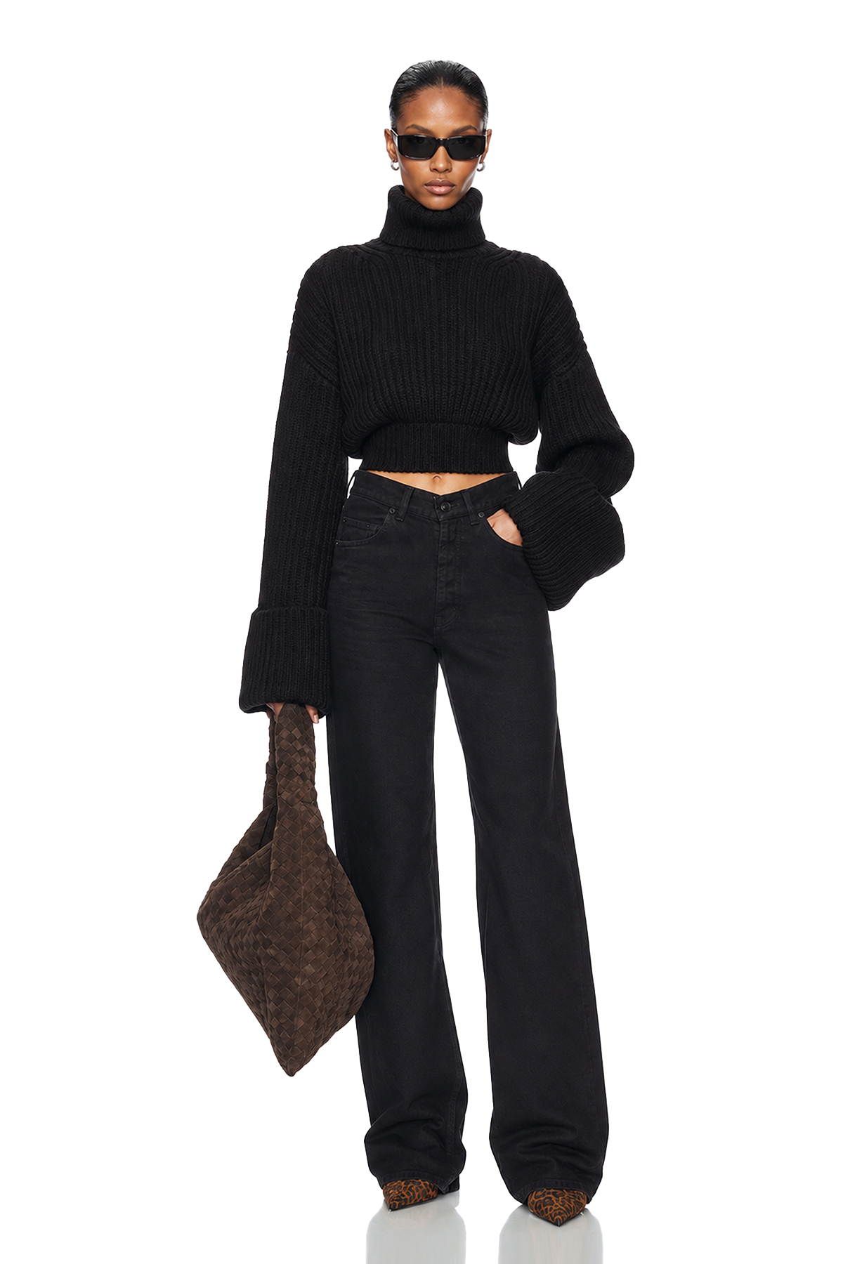 Dileep Turtleneck Knit Top In Black