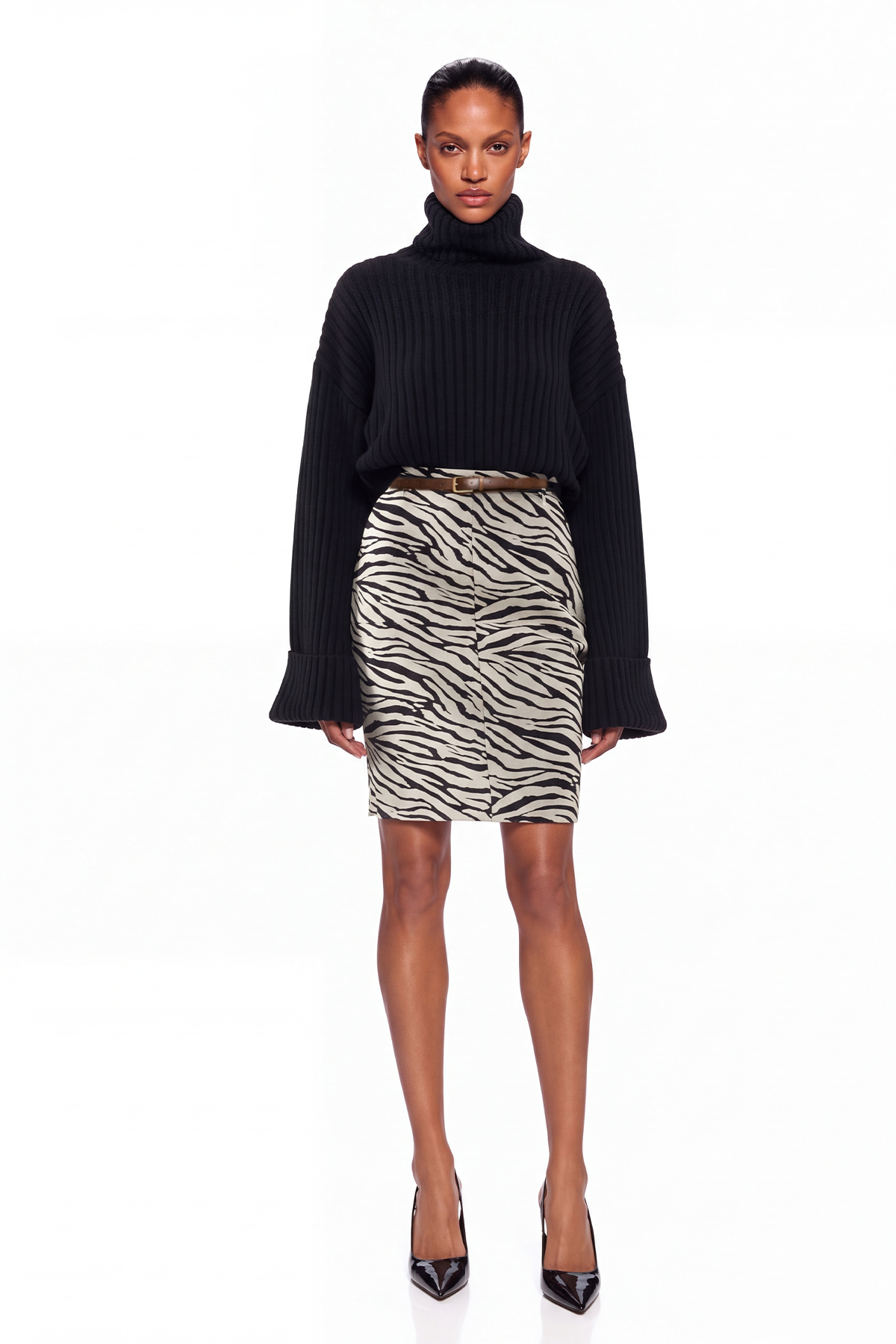 Dileep Turtleneck Knit Top In Black