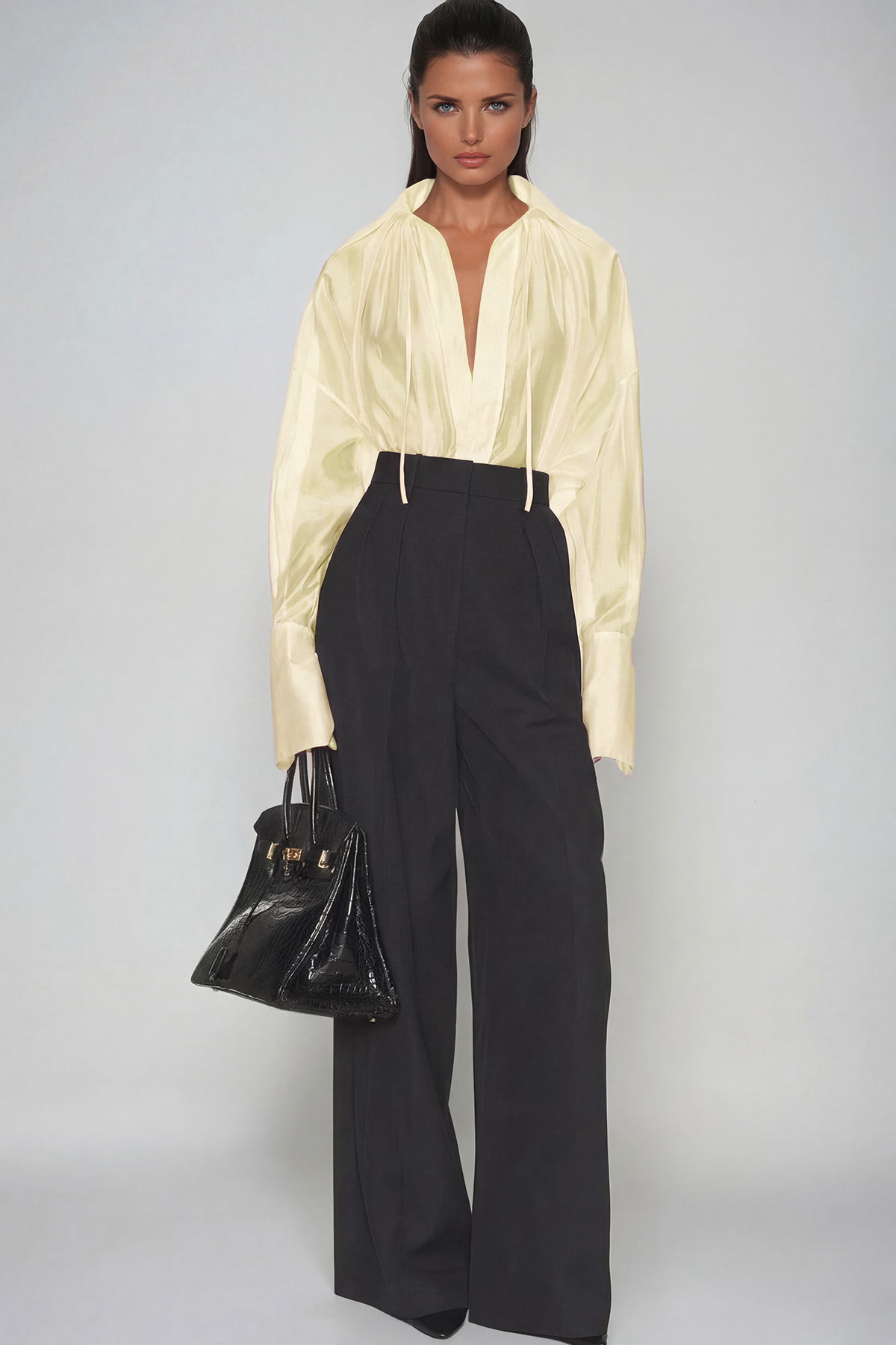 Dilipa Plunge Shirt In Yellow