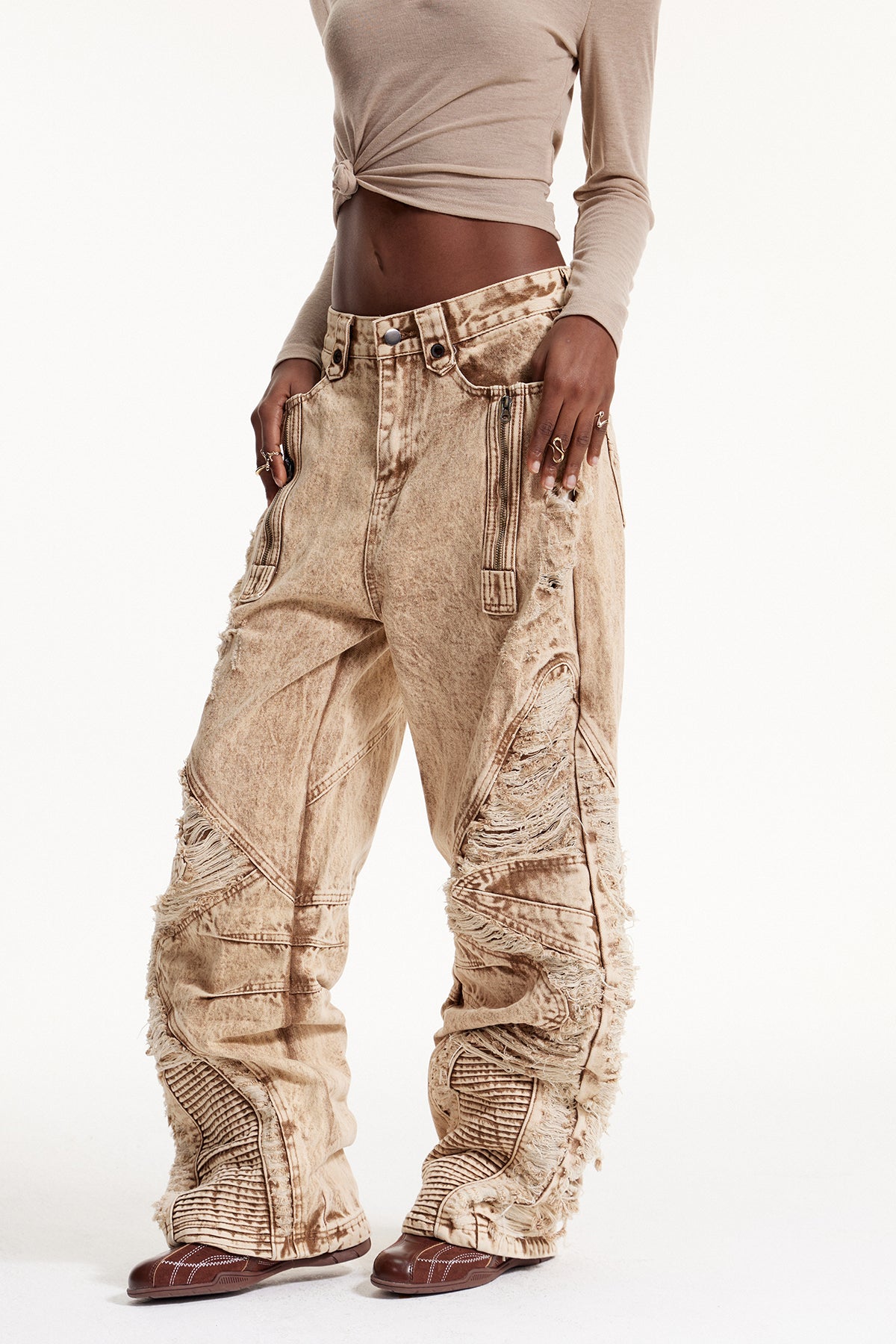 Dimitar Ripped Zipper Jeans