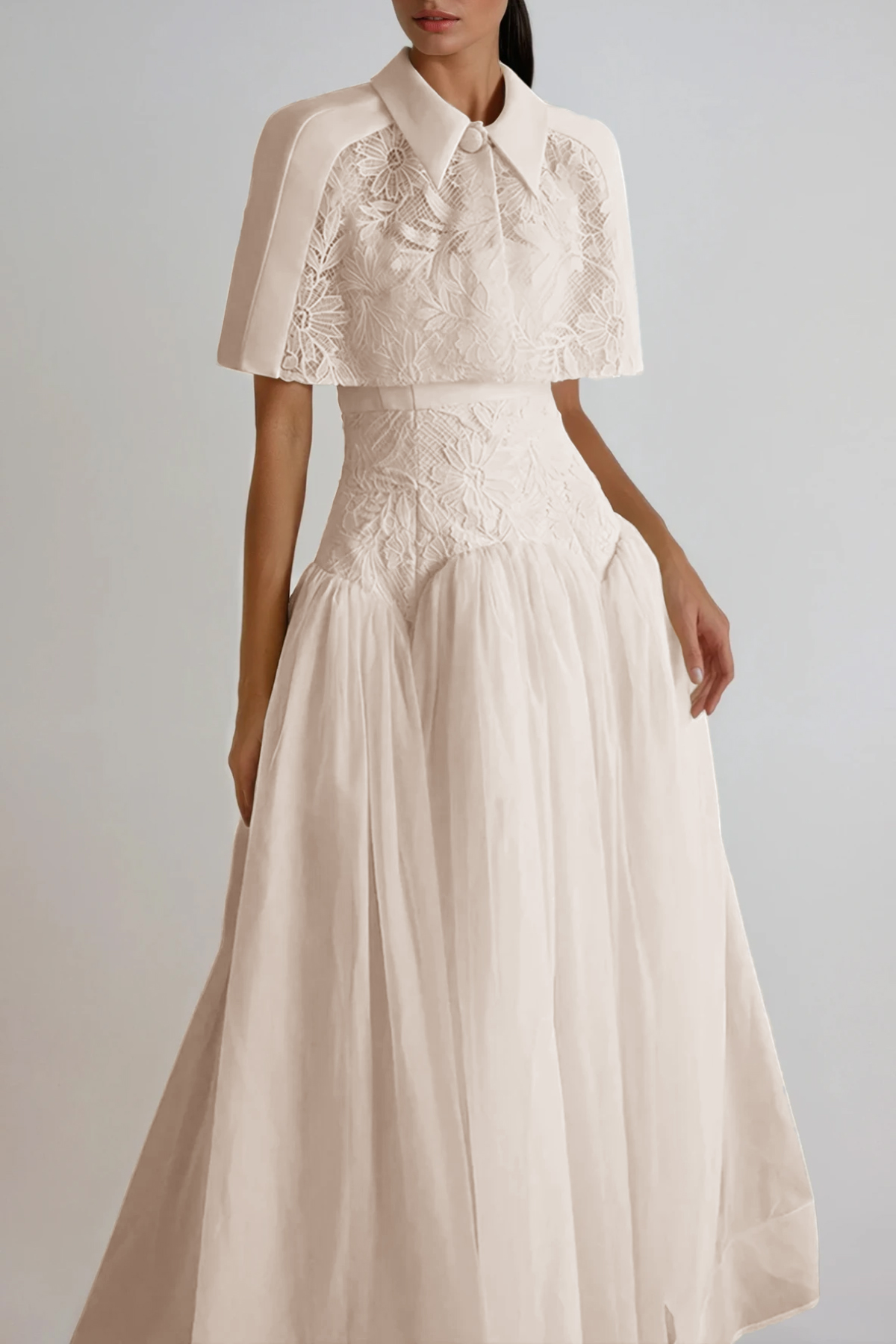 Diodato Floral Shawl Mesh Maxi Dress