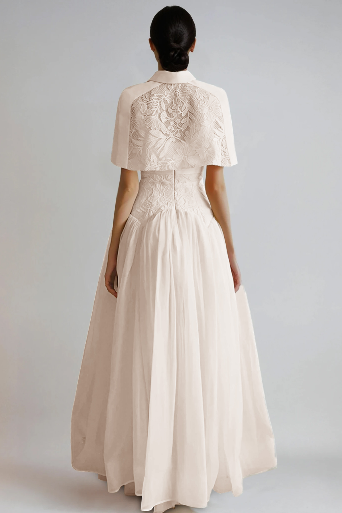 Diodato Floral Shawl Mesh Maxi Dress