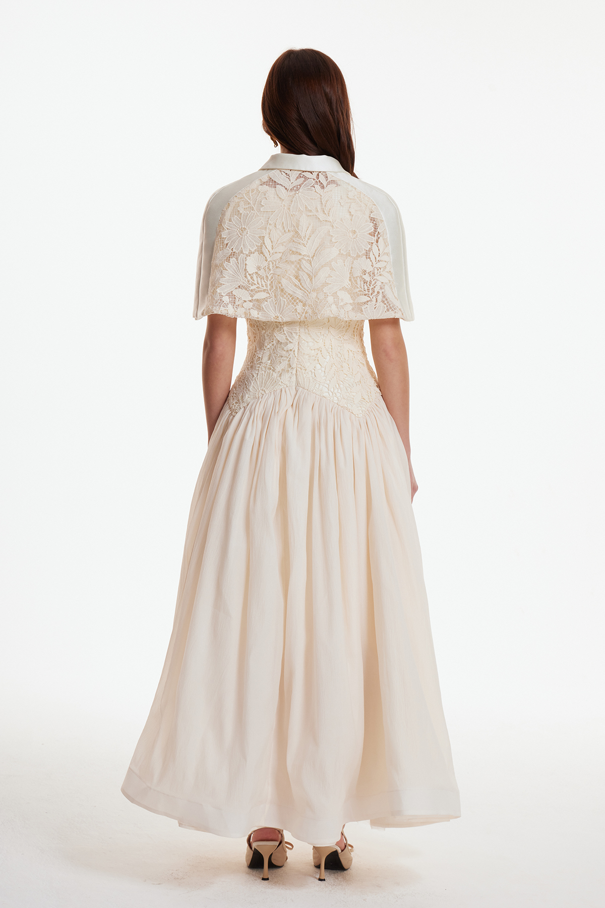 Diodato Floral Shawl Mesh Maxi Dress