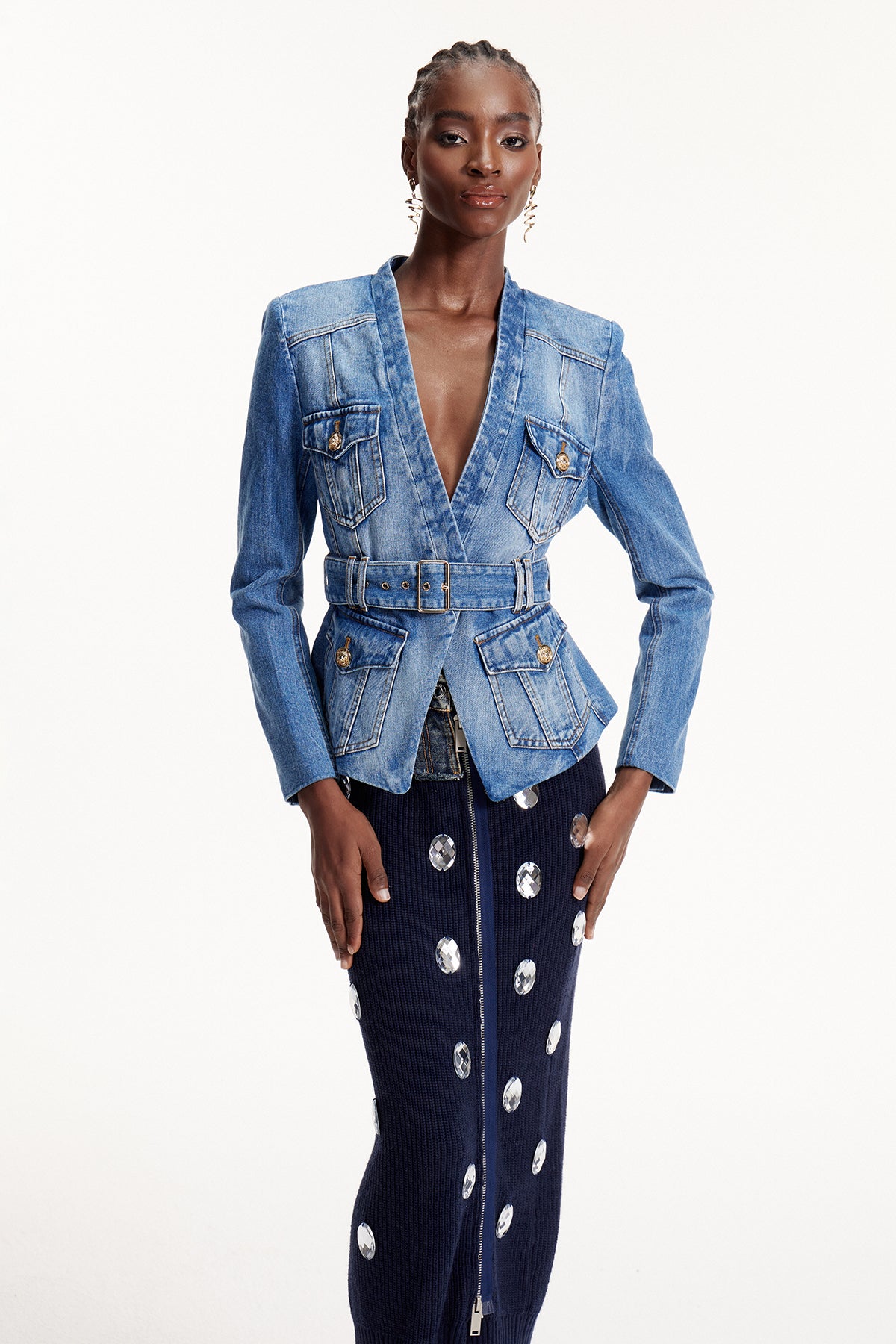 Dionysia Plunge Denim Jacket