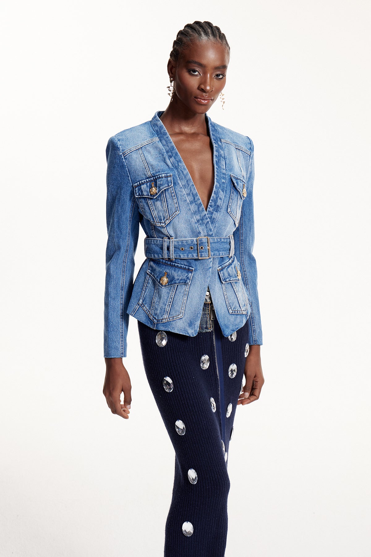 Dionysia Plunge Denim Jacket