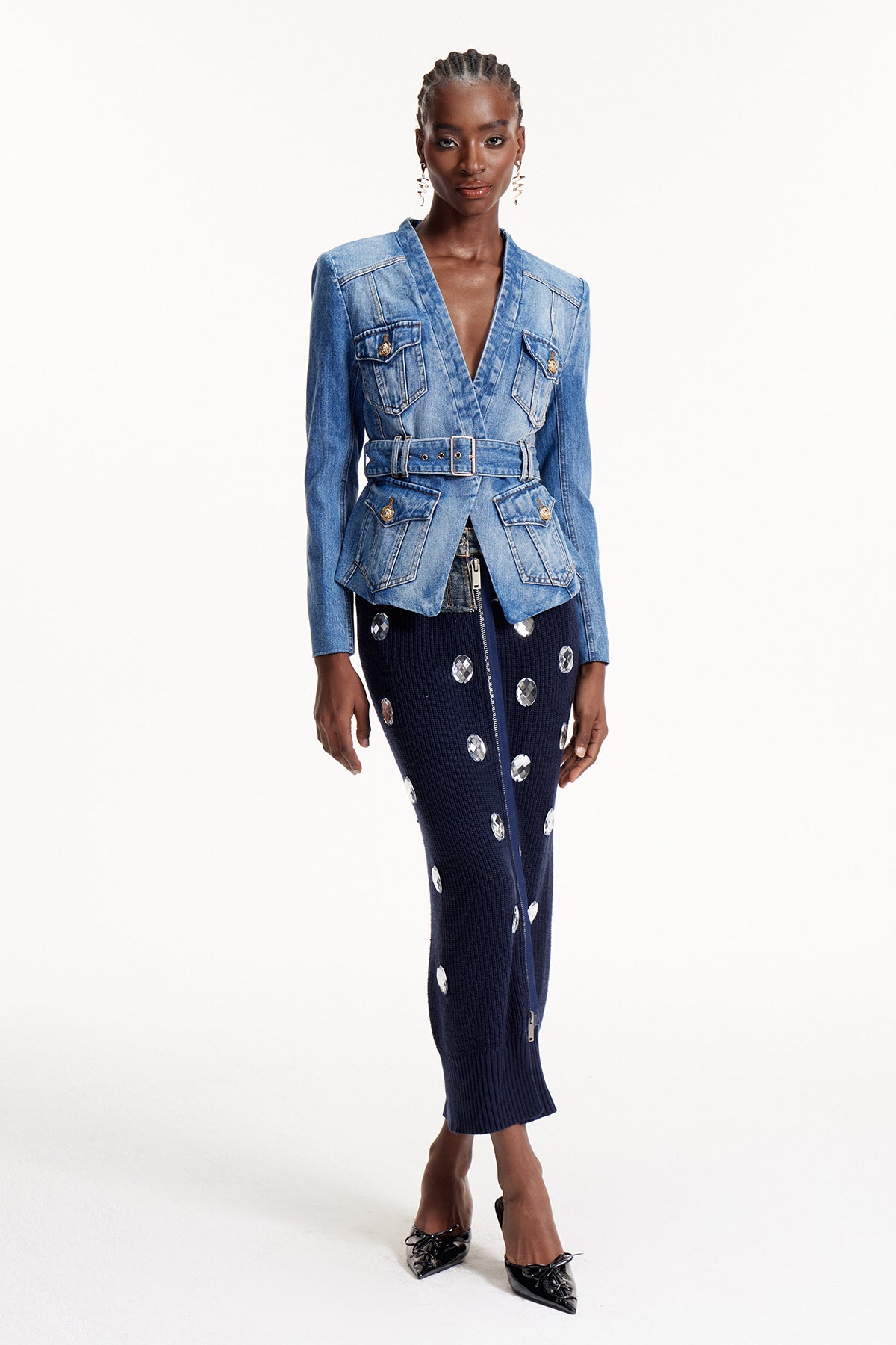 Dionysia Plunge Denim Jacket