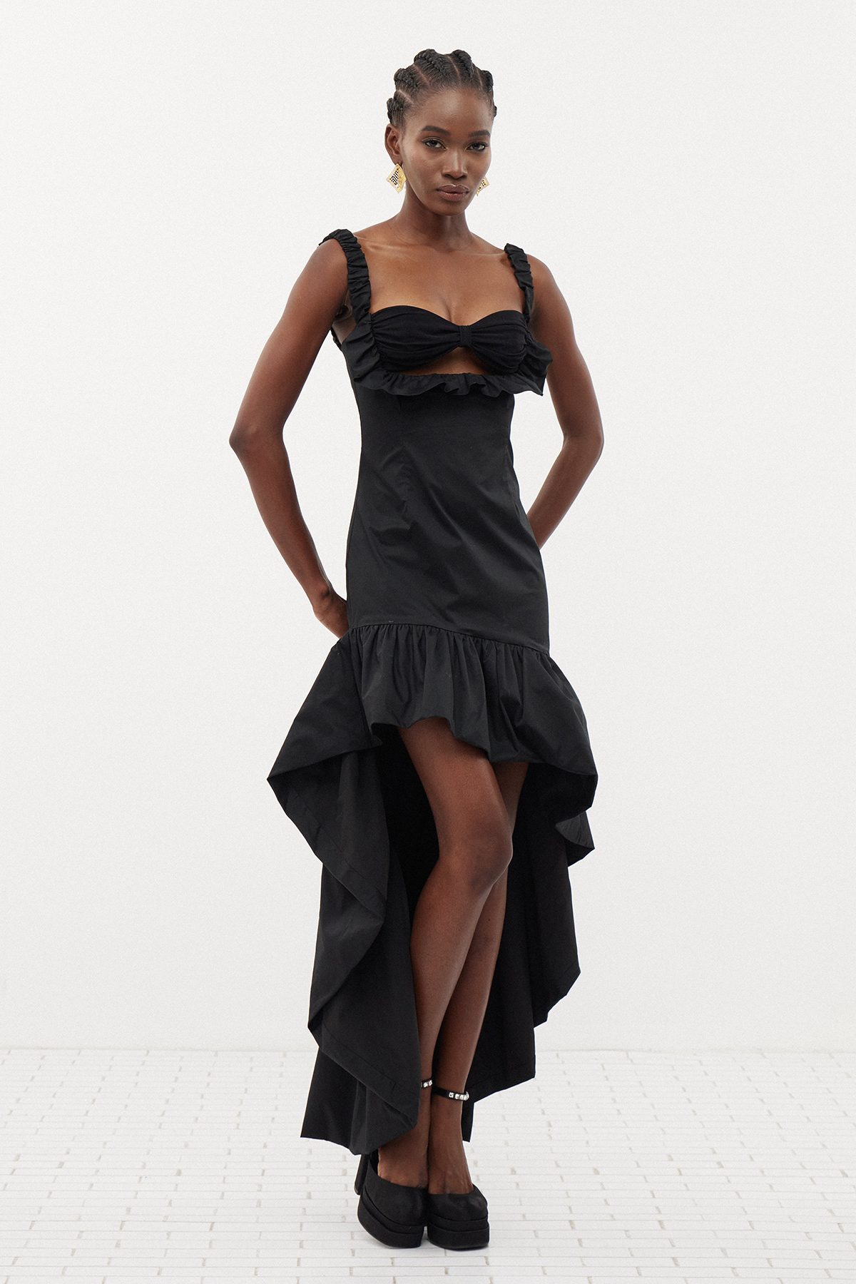 Dionysius Ruffle High Low Maxi Dress