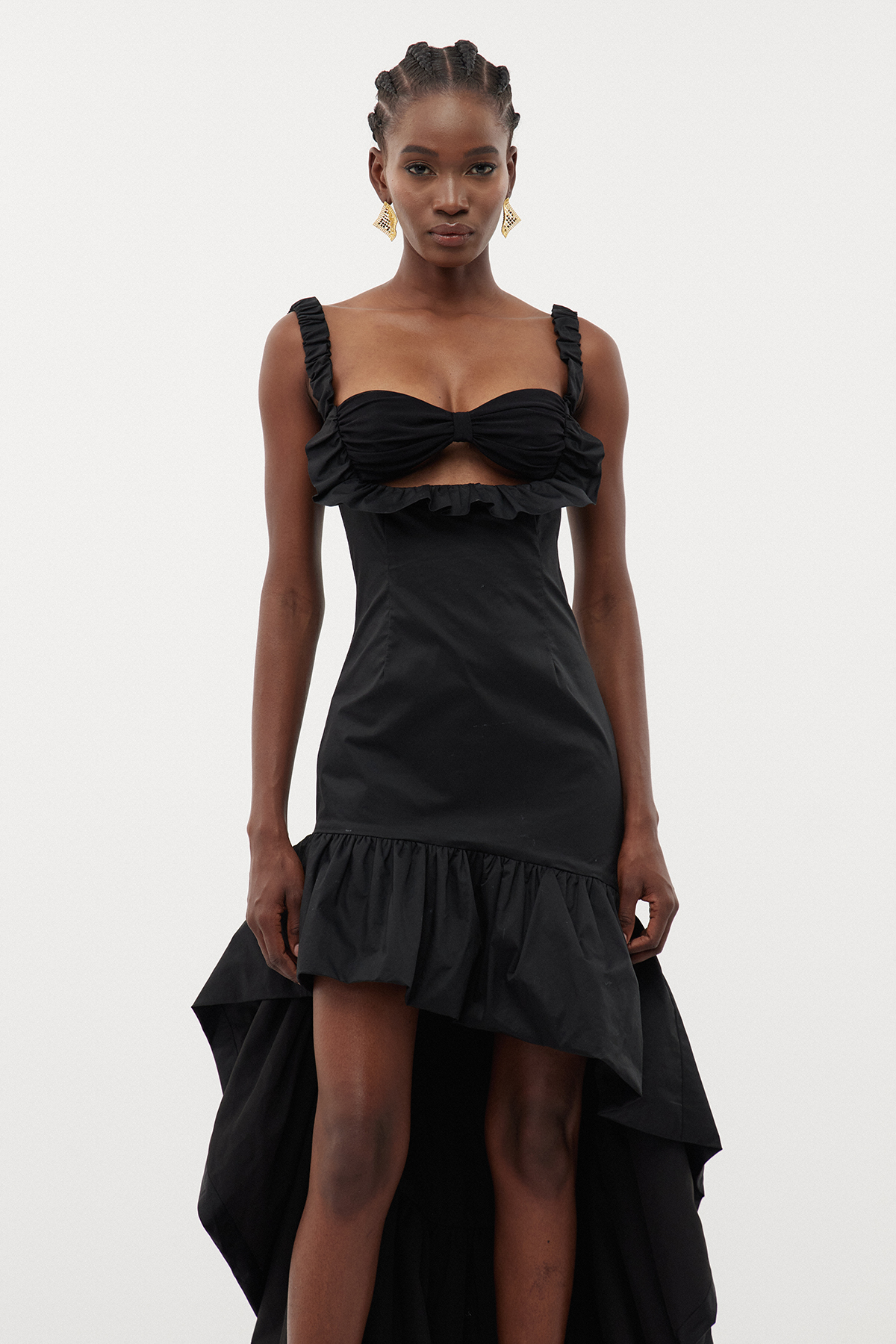 Dionysius Ruffle High Low Maxi Dress