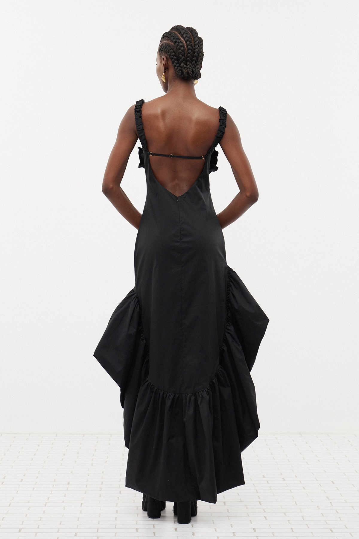 Dionysius Ruffle High Low Maxi Dress