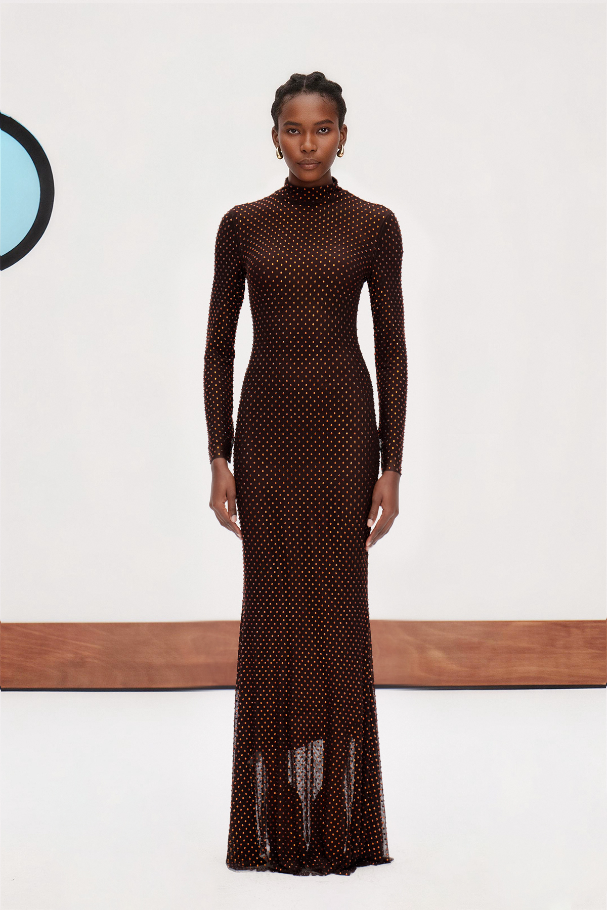 Dipali High Neck Rhinestone Maxi Dress