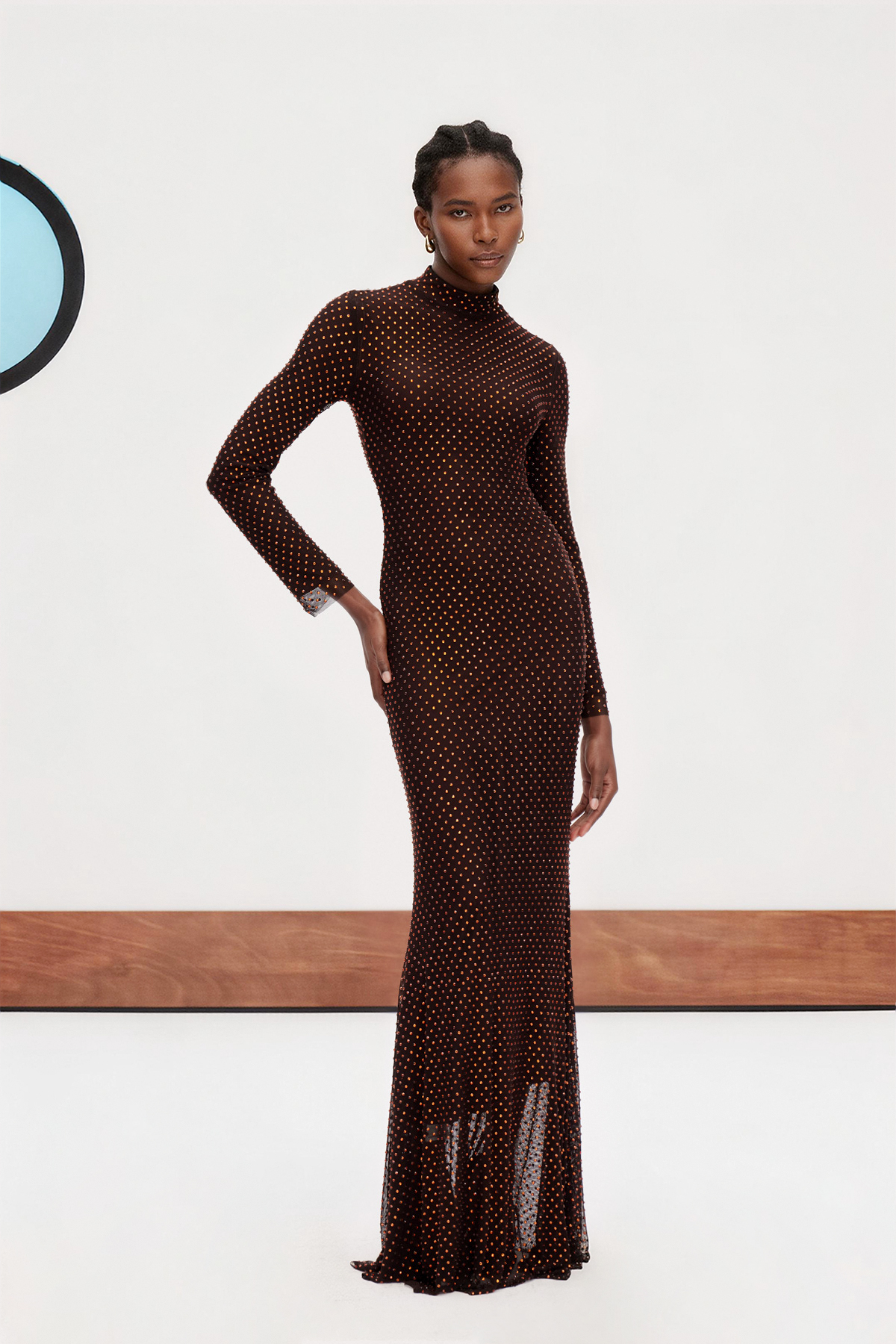 Dipali High Neck Rhinestone Maxi Dress