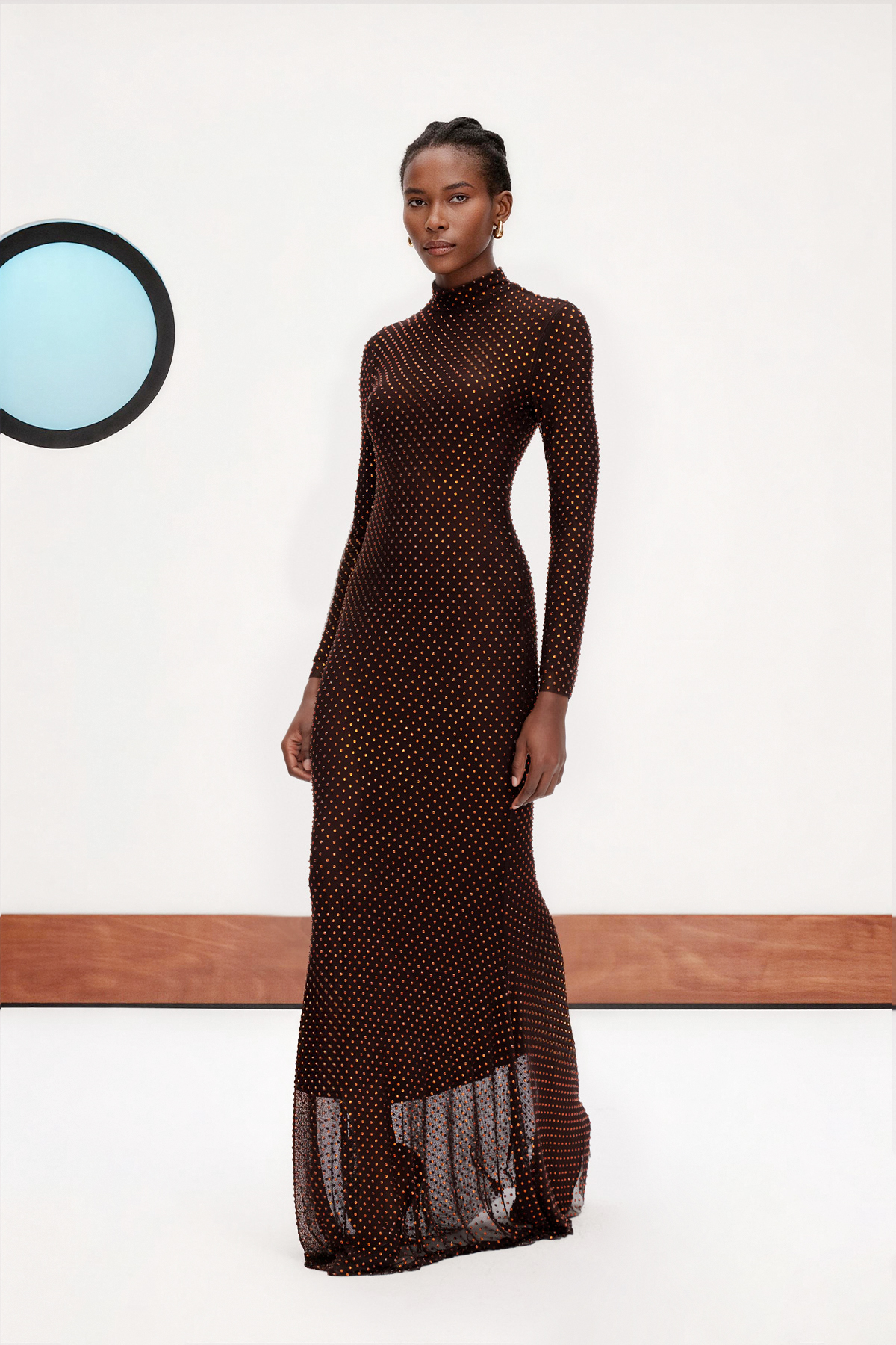 Dipali High Neck Rhinestone Maxi Dress