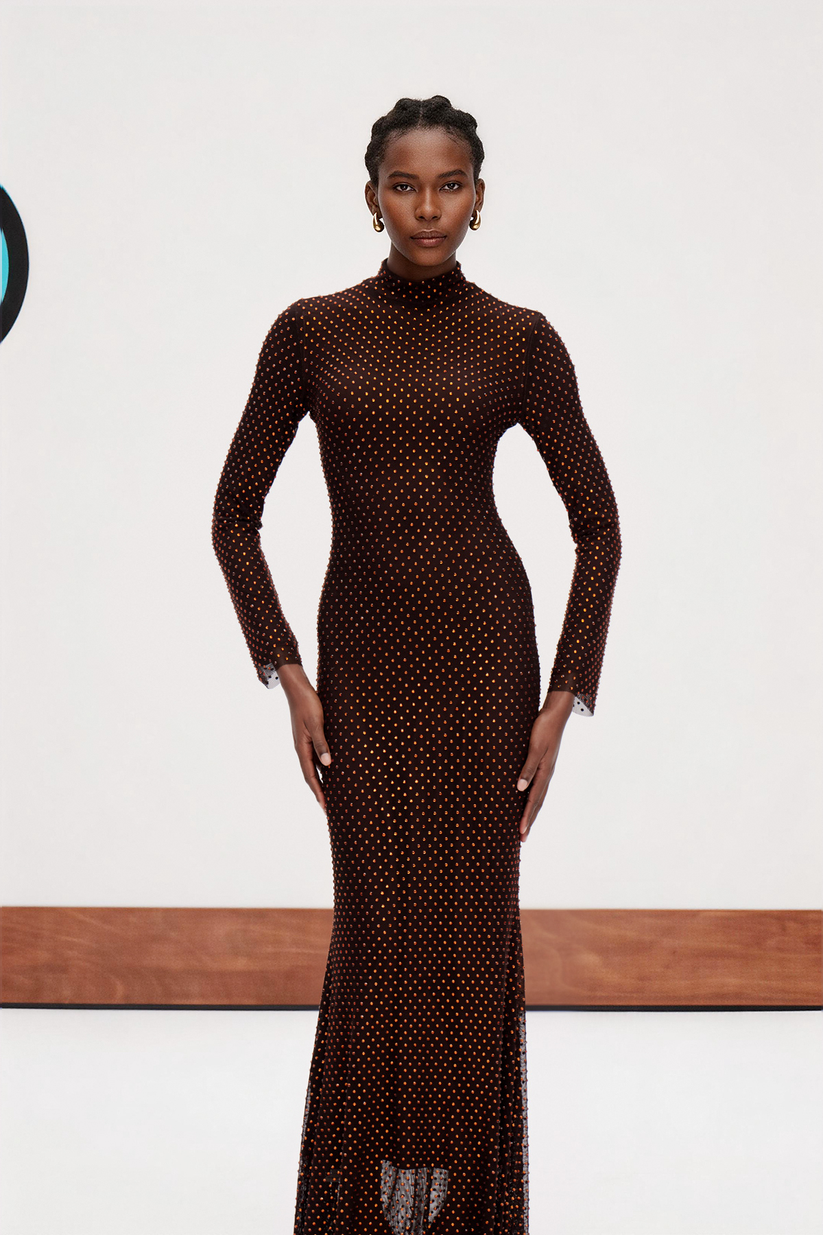 Dipali High Neck Rhinestone Maxi Dress