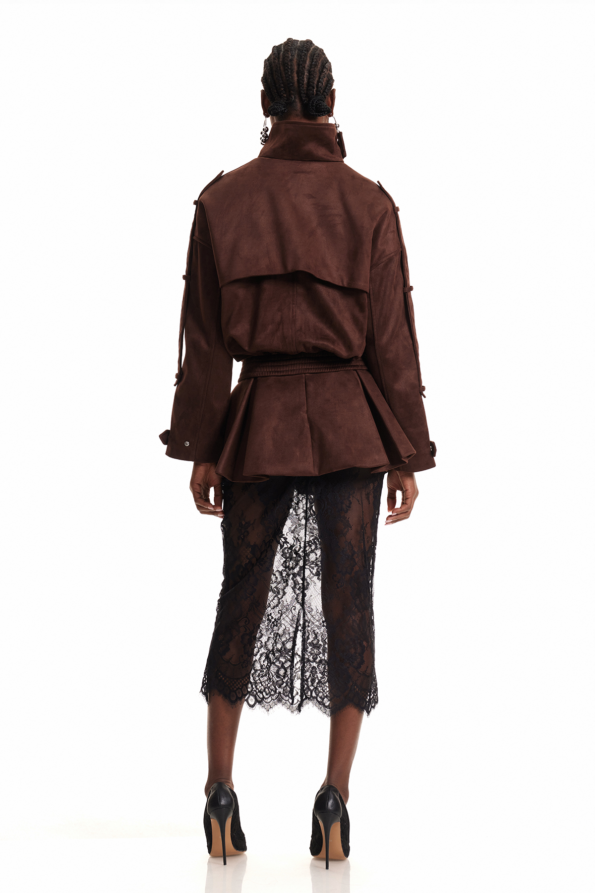 Diwata Funnel Neck Lace Skirt Set