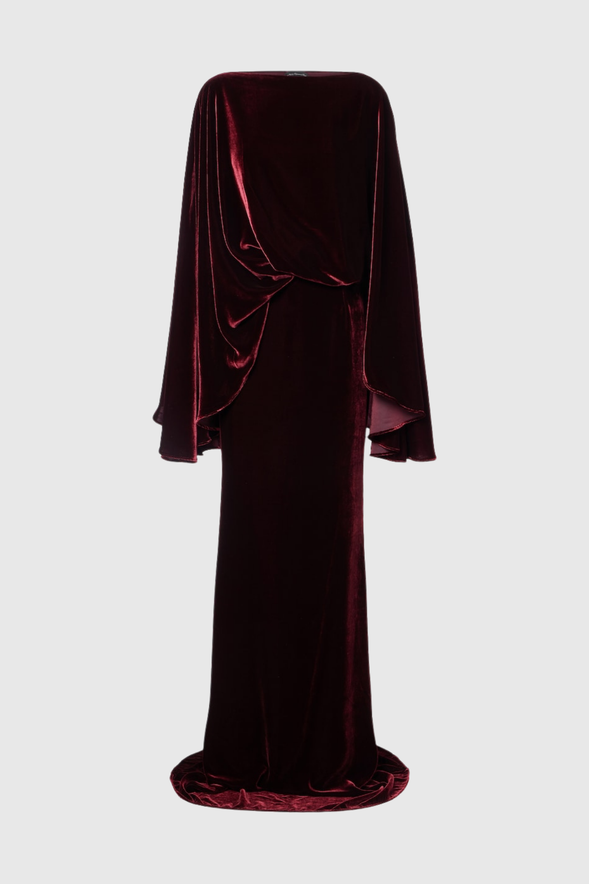 Dixon Cape Sleeve Ruch Velvet Skirt Set In Wine
