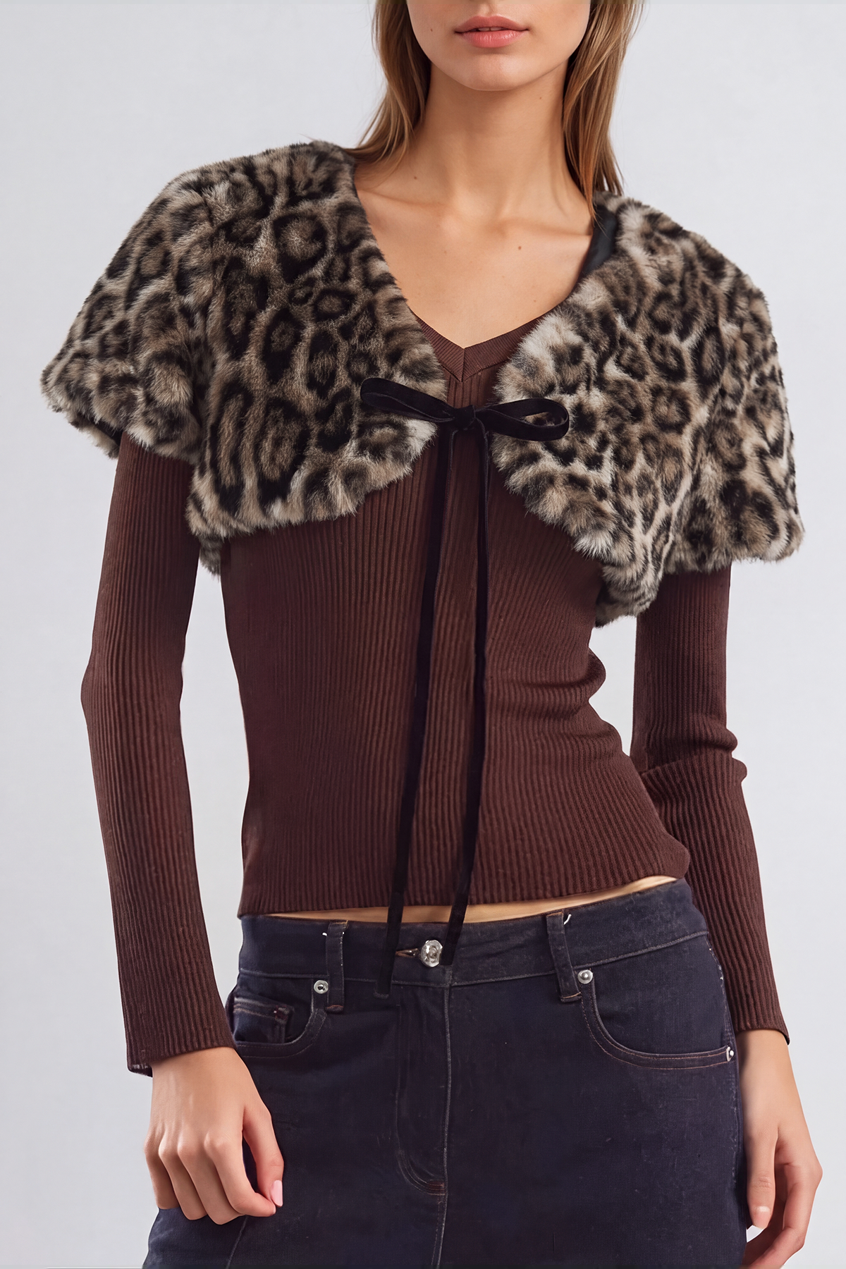 Djamel Leopard Faux Fur Jacket