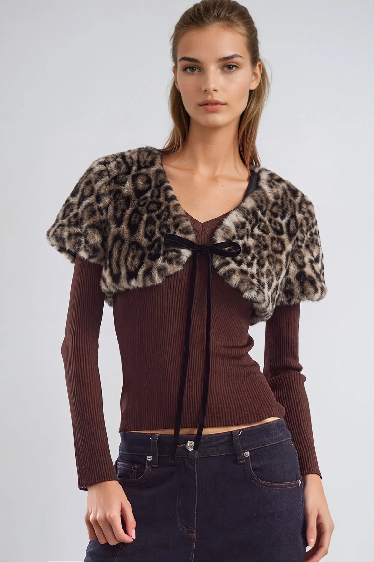 Djamel Leopard Faux Fur Jacket