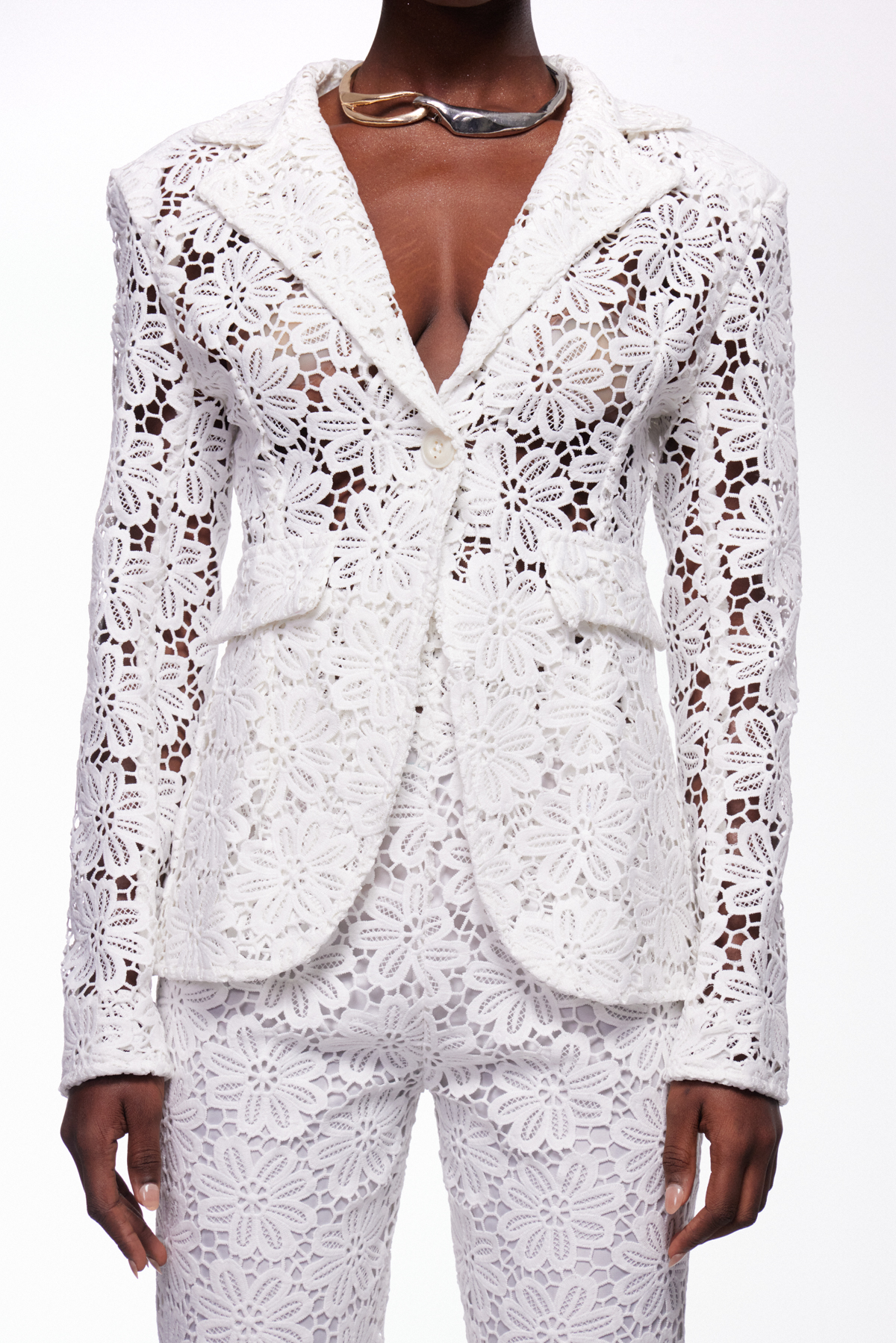 Djehutimose Floral Cutout Skinny Pants Set