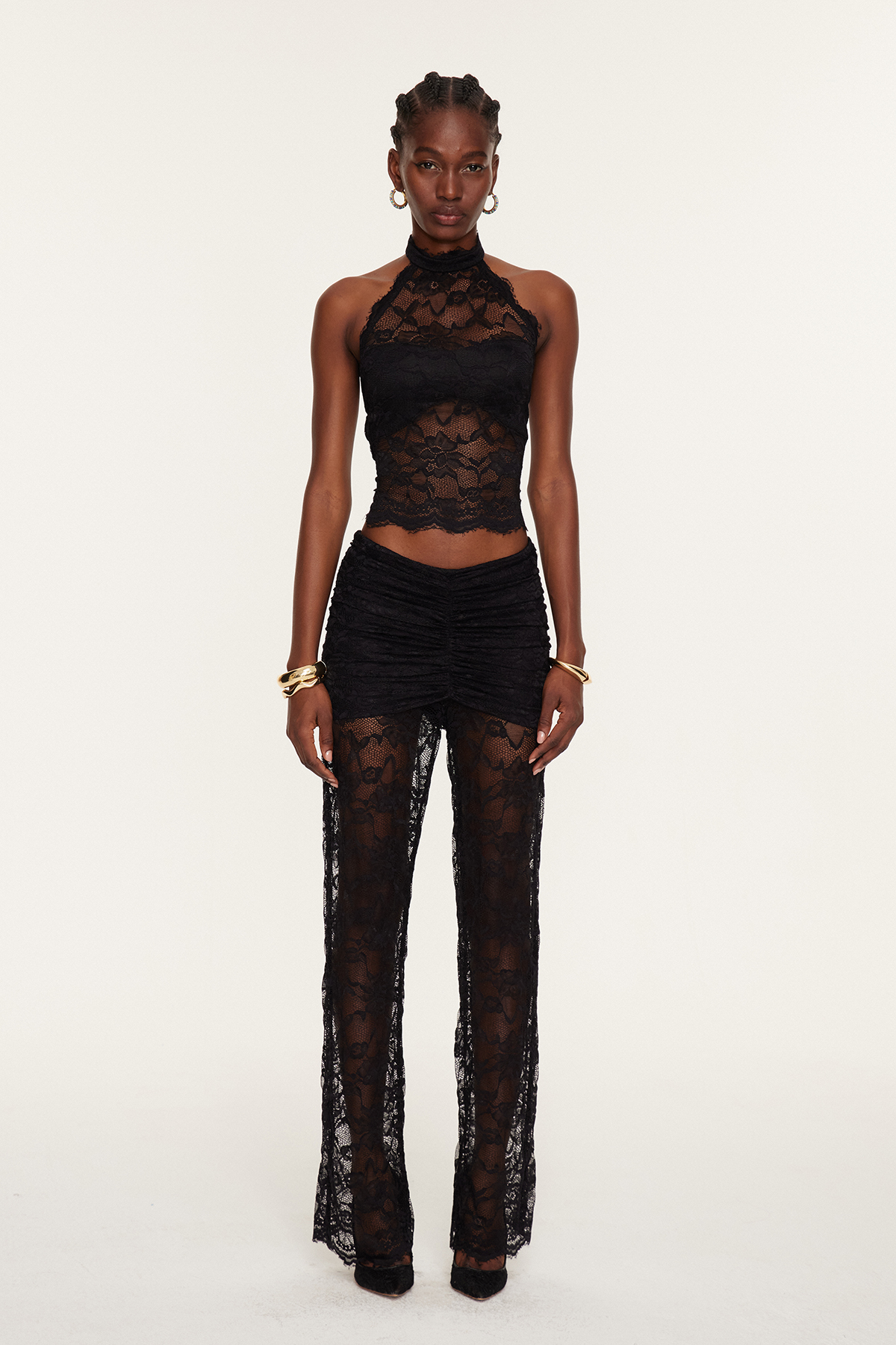 Djehutimose Halter Neck Lace Pants Set