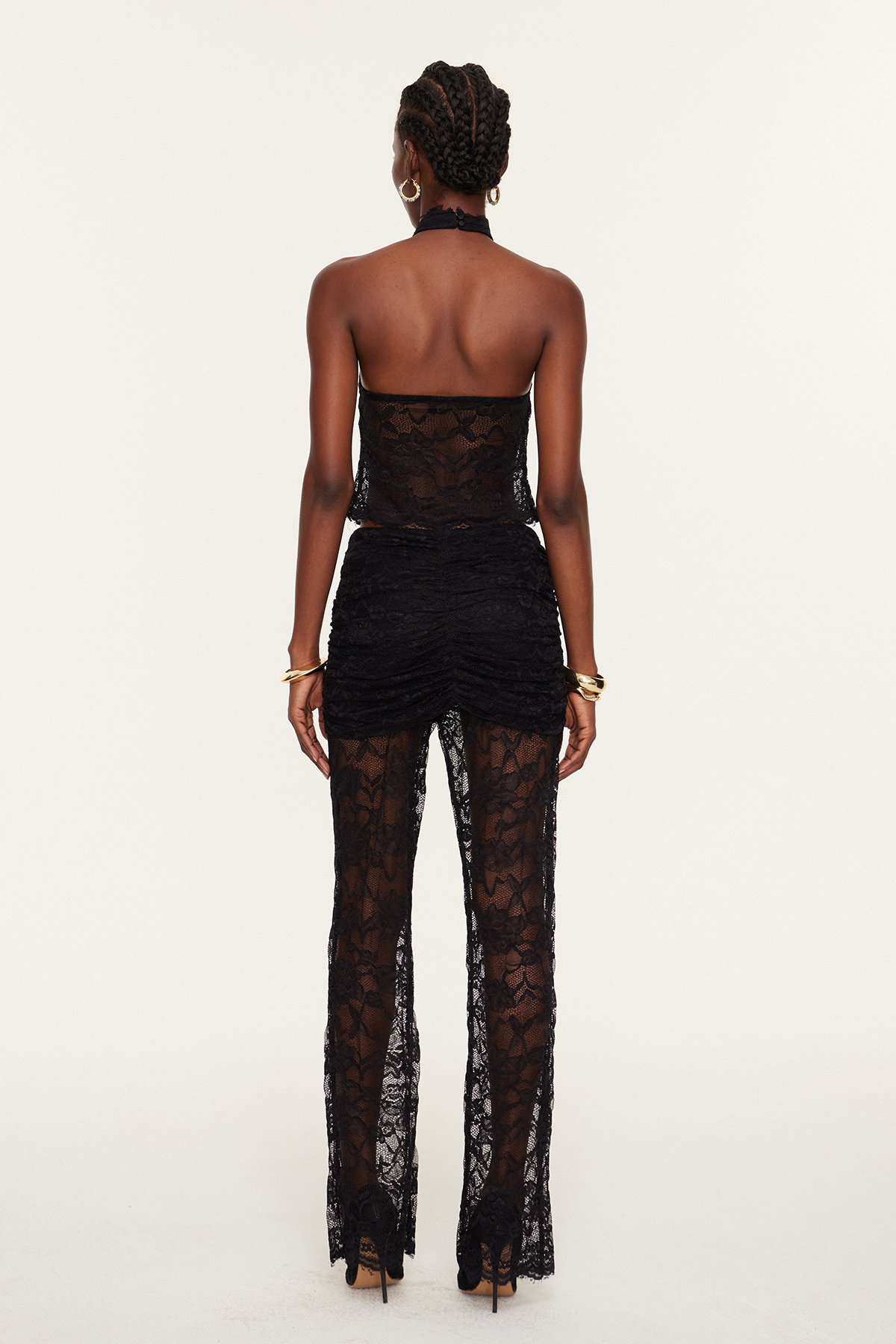 Djehutimose Halter Neck Lace Pants Set