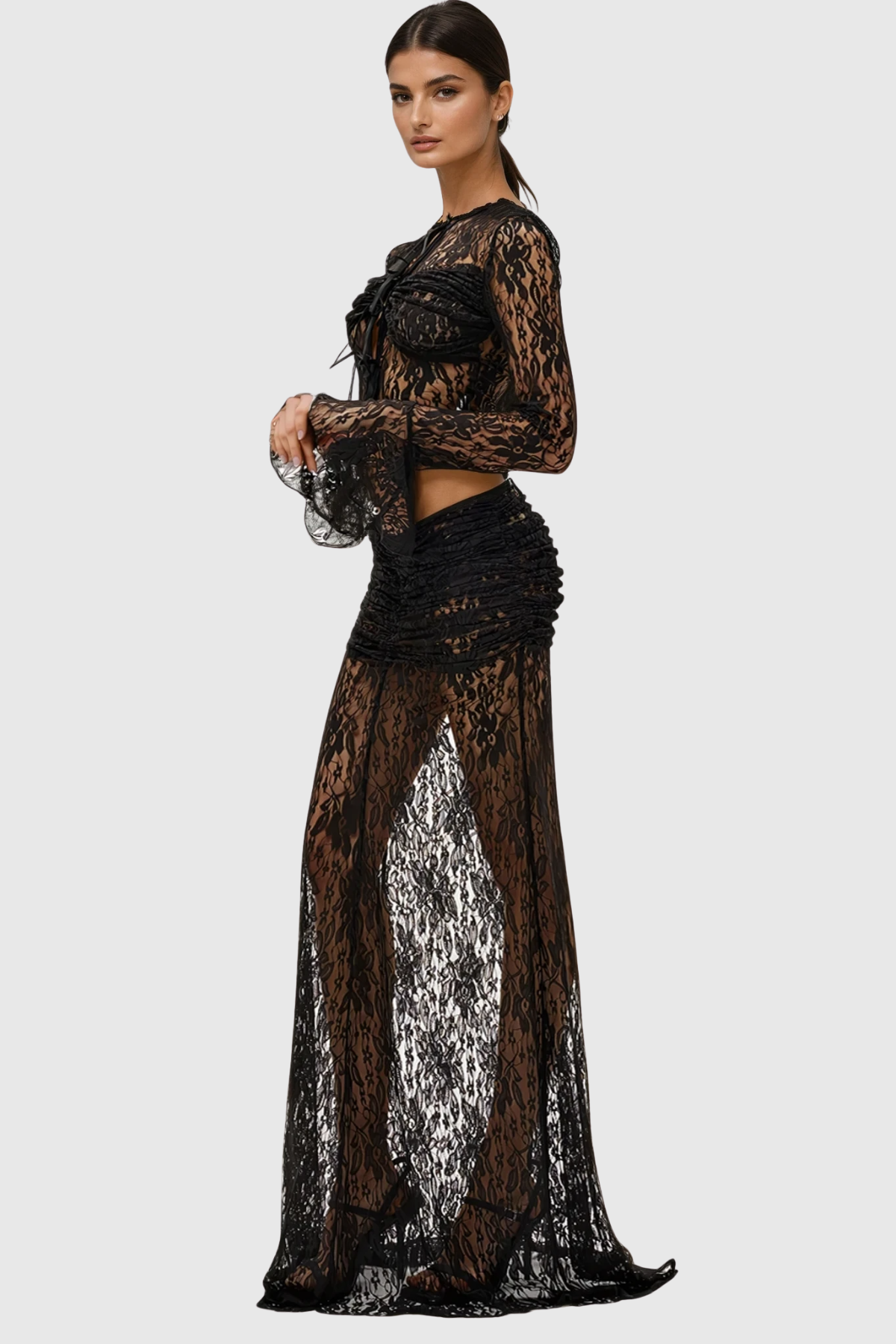 Djehutimose Crop Lace Skirt Set