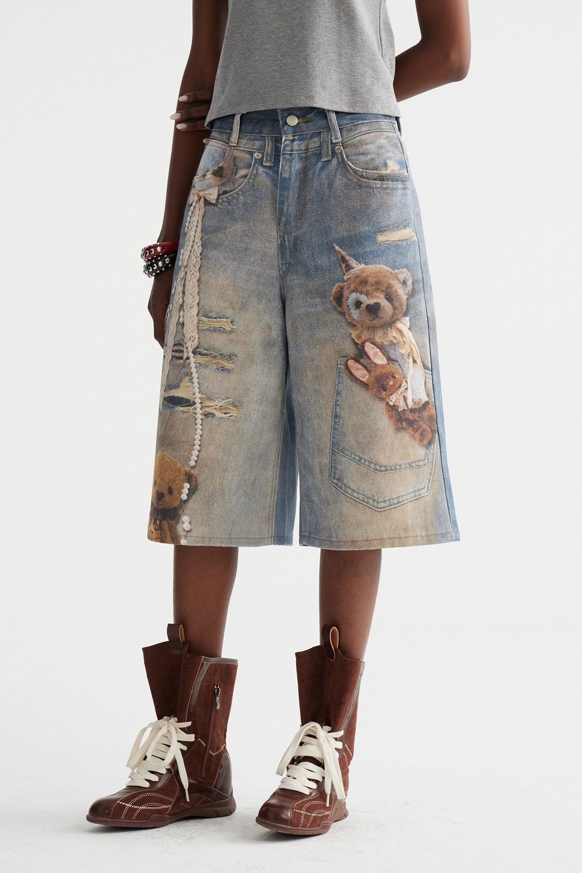 Dmitar Pearl Print Capri Jeans