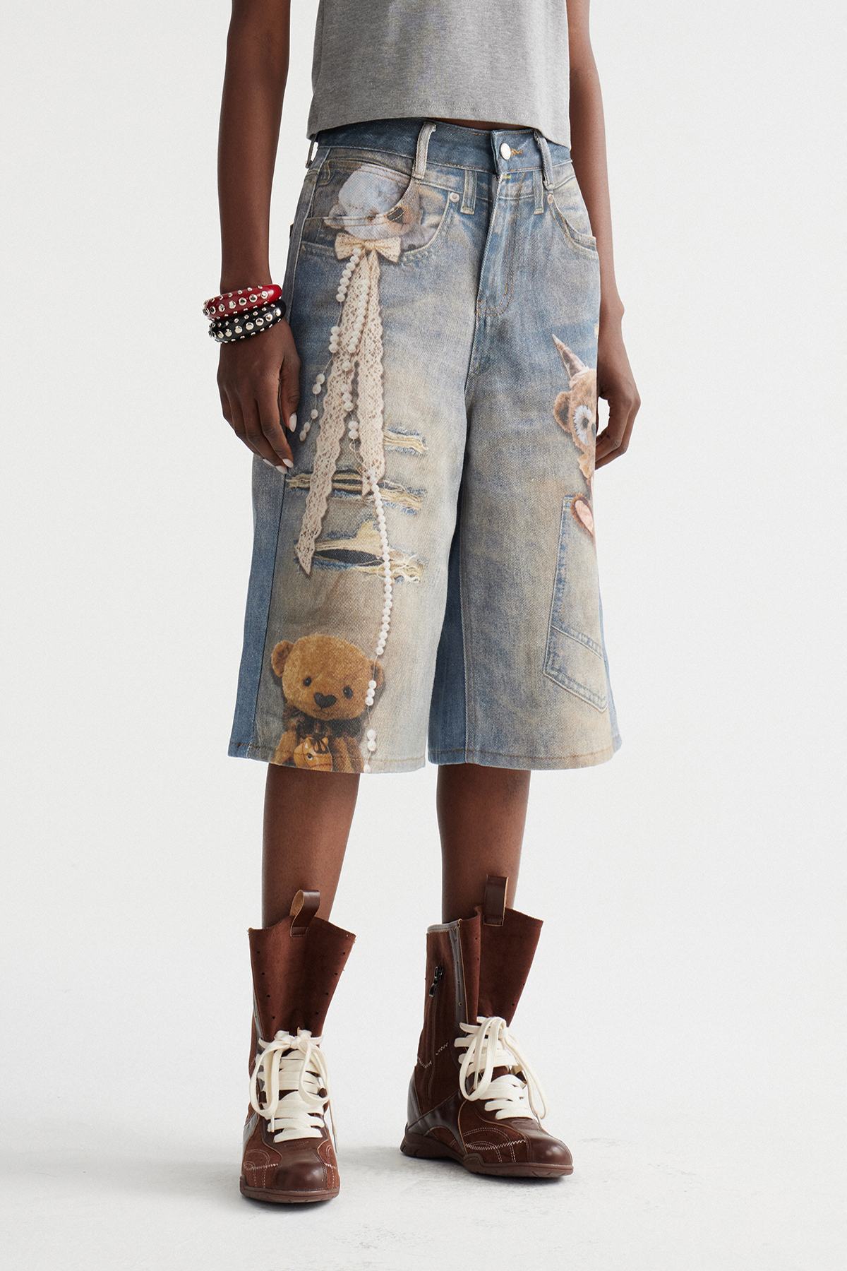 Dmitar Pearl Print Capri Jeans