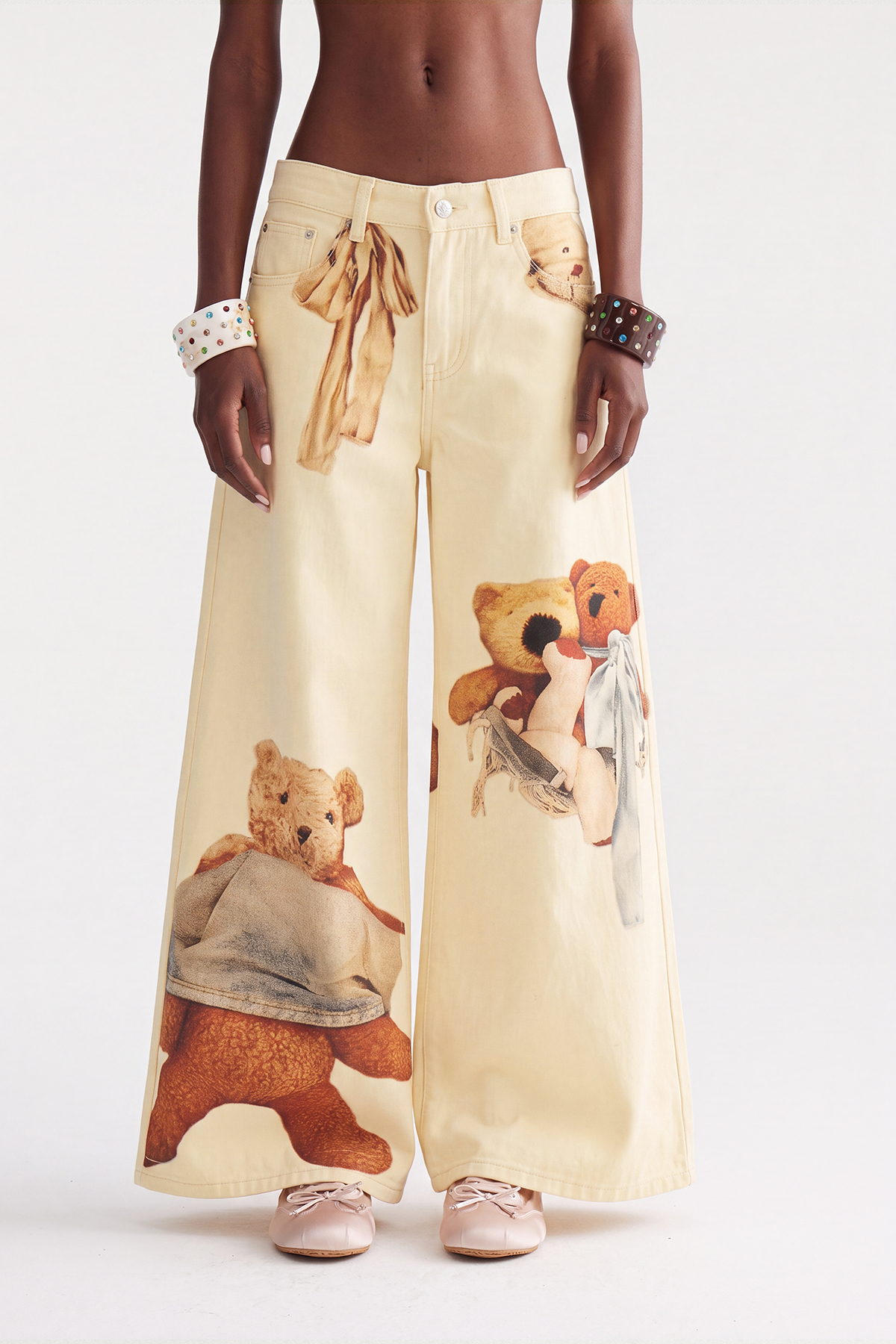 Dmitar Print Barrel Jeans In Yellow