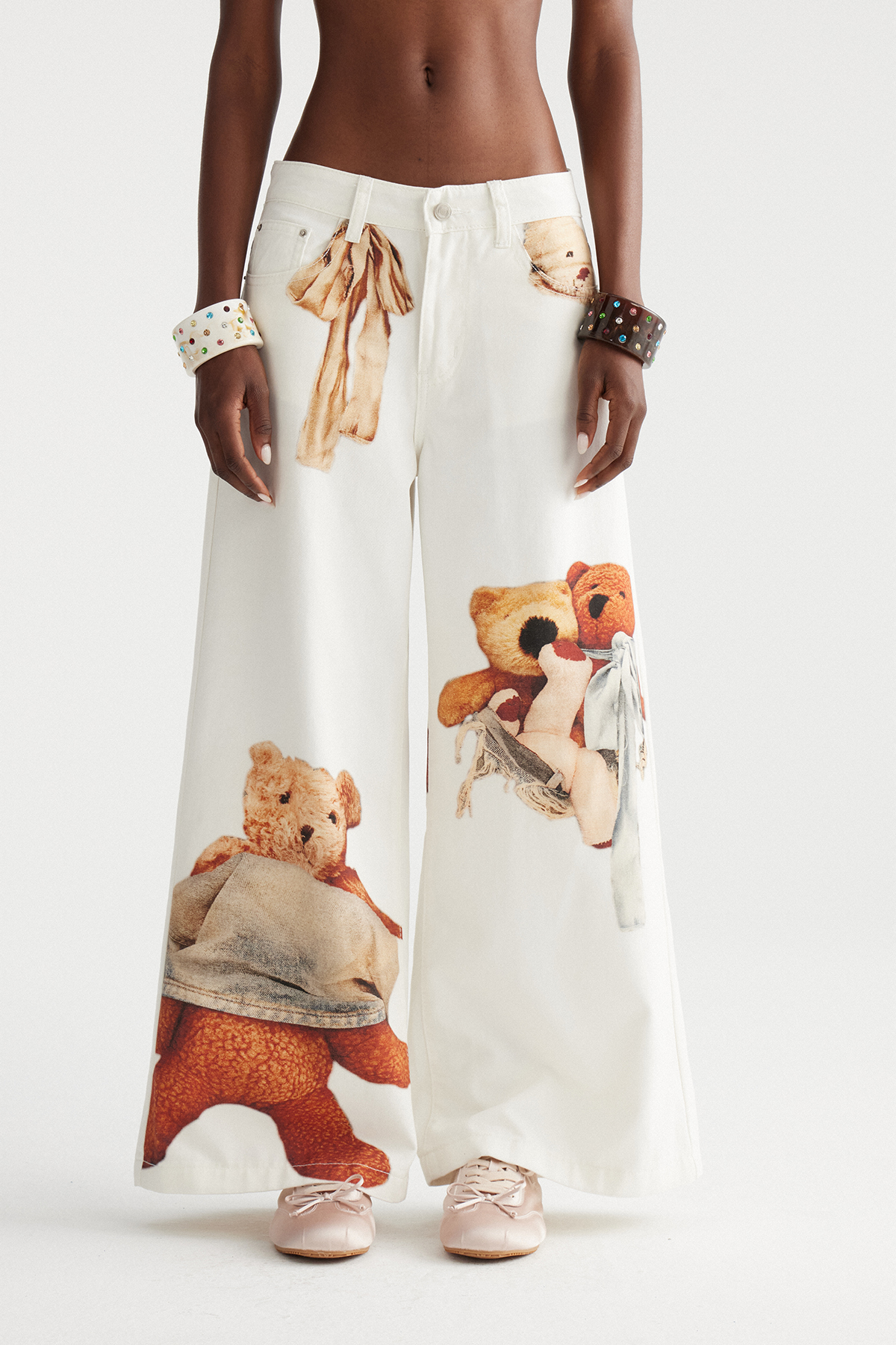 Dmitar Print Barrel Jeans In White